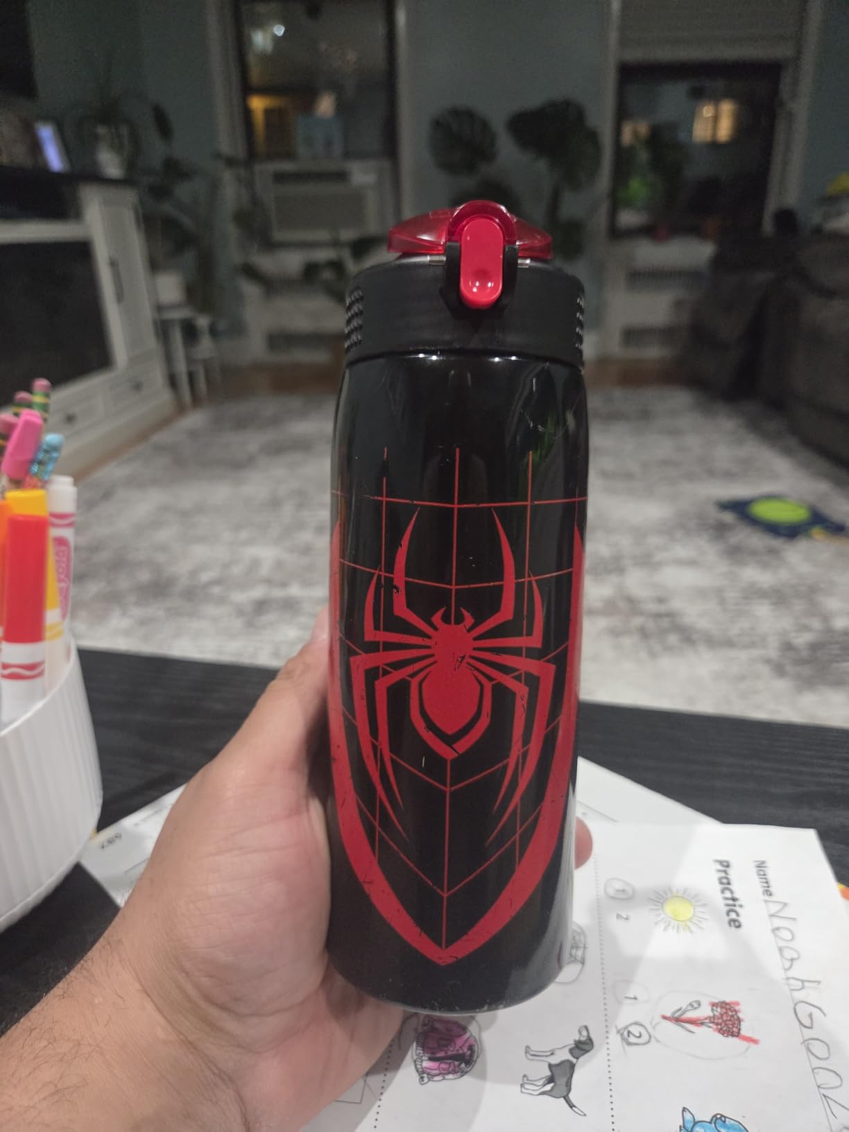 Zak Designs Minecraft Water Bottle for Travel and At Home, 19 oz Vacuum Insulated Stainless Steel with Locking Spout Cover, Built-In Carrying Loop, Leak-Proof Design (Creeper) customer photo 2