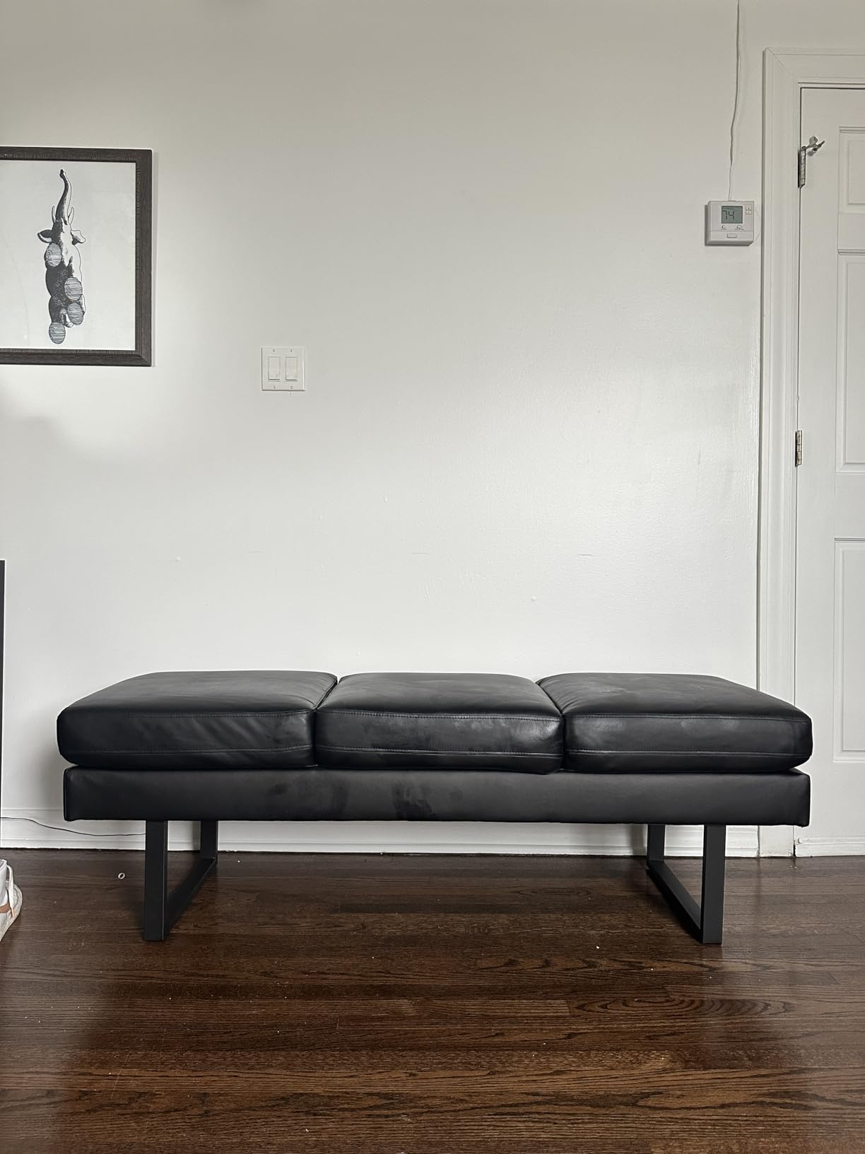 Furmax Waiting Room Chairs Faux Leather Office Guest Chair, 59.6 Inches Conference Room Chairs 3 Seats Upholstered Reception Bench, Lobby Furniture for Salon and Shop, Black customer photo 1