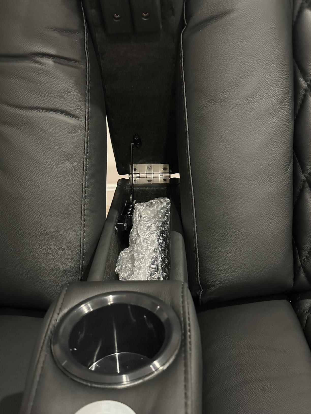 Weilianda Home Theater Seating, Top Grain Leather Movie Theater Chair | Black Row of 3 Loveseat Left, Zero Gravity, Power Headrest, Tray Table, Electric Reclining Seat for Media Room customer photo 1
