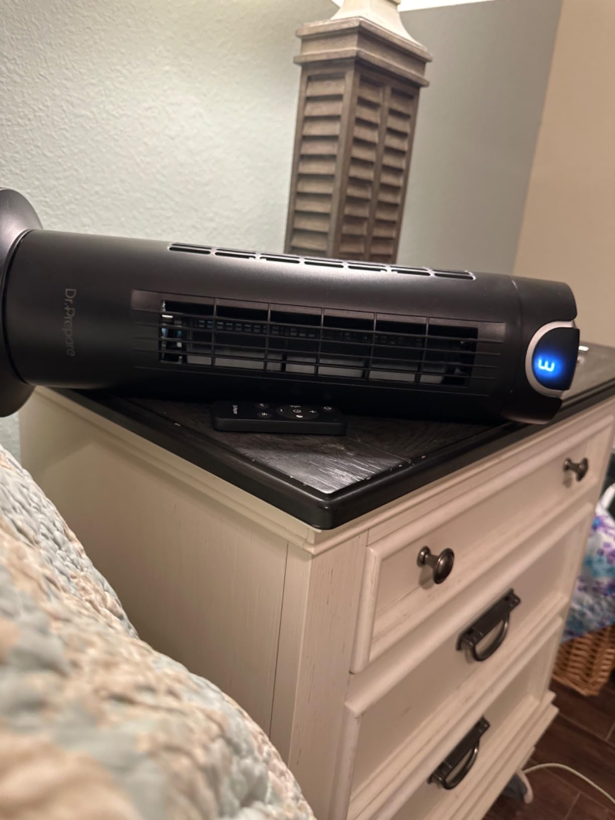 DR.PREPARE Tower Fan for Bedroom, 25 dB Quiet DC Bladeless Fan with Remote, 8 Speeds, 1-8H Timer, 80° Oscillating Fans for Indoors, 16 Inch Portable Desk Table Fans for Room, Home, Office customer photo 2