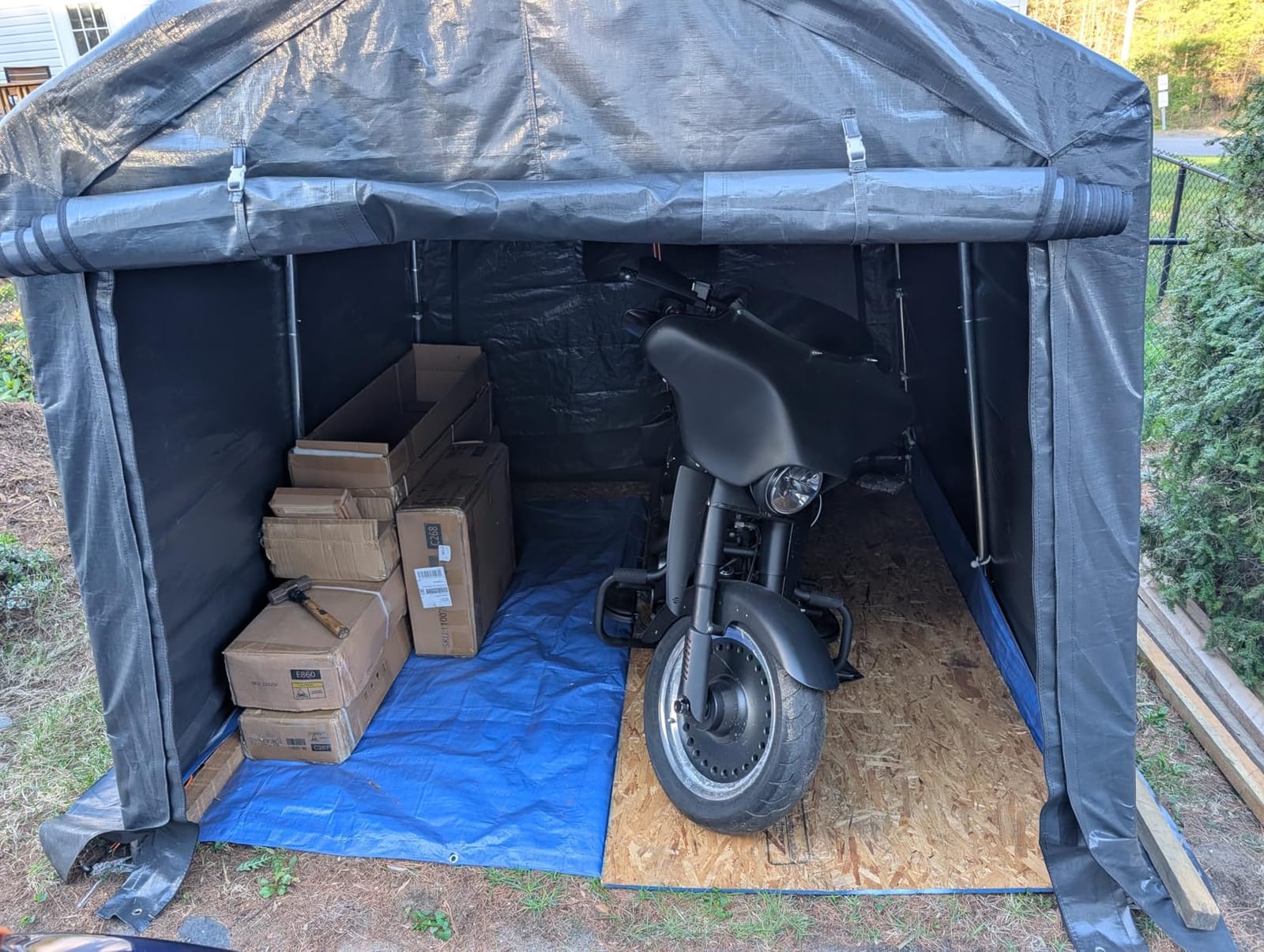 ADVANCE OUTDOOR 8x8 ft Storage Shelter Garage Tent with 2 Roll up Doors & Vents Outdoor Portable Carport for Motorcycle ATV Anti-UV Snow Resistant Waterproof, Gray customer photo 2