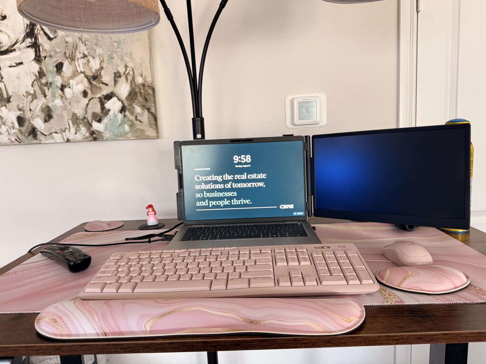 Keyboard Mouse Pad Set, Extended Mouse Pad + Keyboard Wrist Rest Support, Memory Foam Ergonomic Easy Typing, 4Pcs (35.4 x 15.7 in) Minimalist Desk Pad Set customer photo 2