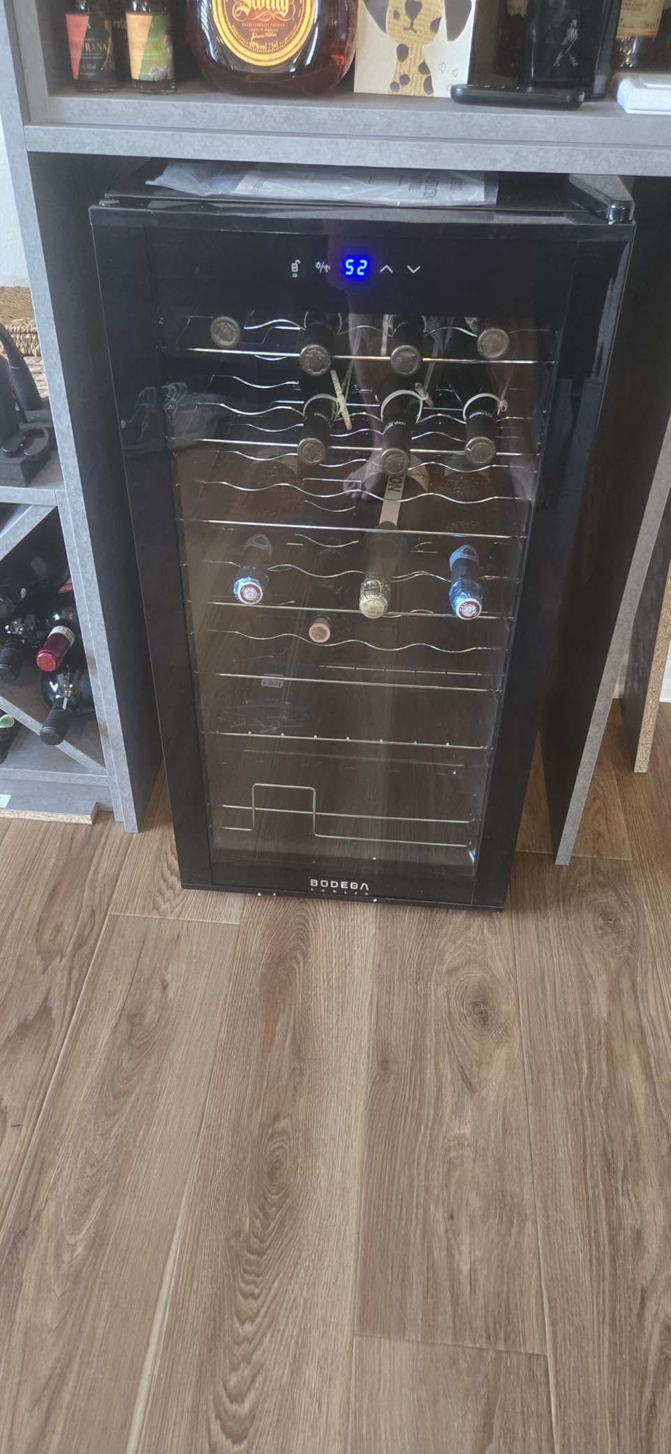 BODEGACOOLER 24 Bottle Wine Cooler, Wine Fridge for Office, Kitchen & Bar | Freestanding & Under Counter, 6 shelves, Fast Cooling Compressor, Digital Temp Control, Low Noise, UV-Protected Glass Door customer photo 1