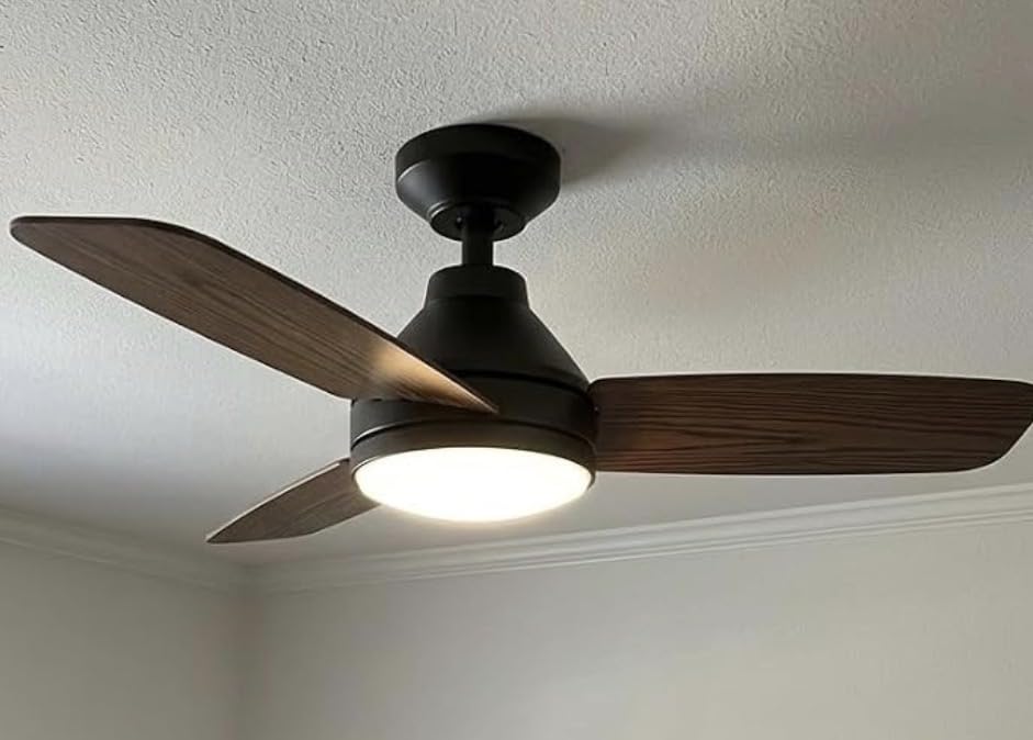 Amico 42 Inch Black Low Profile Ceiling Fans with Lights and Remote | Flush mount, 3-color dimmable light, quiet reversible DC motor, easy install, memory, timer, bedroom, covered outdoor areas customer photo 2