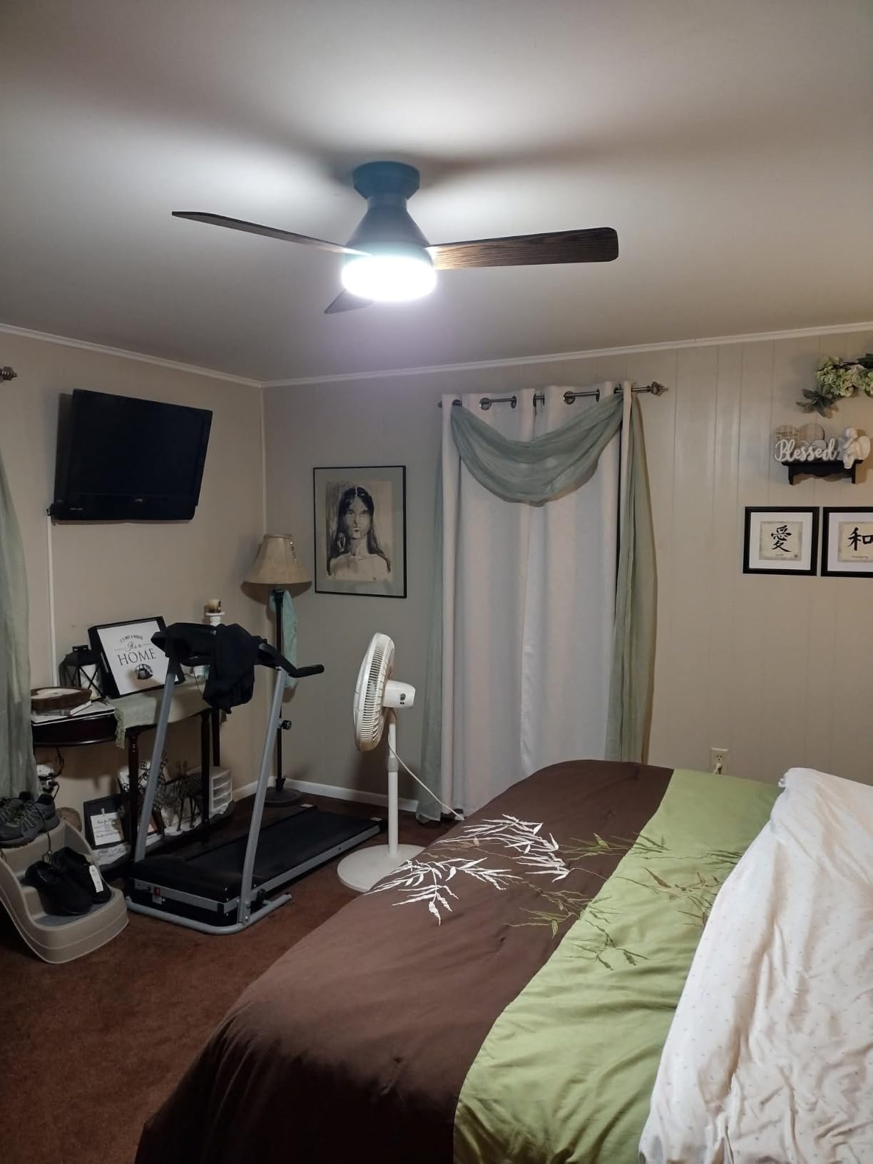 Amico 42 Inch White Low Profile Ceiling Fans with Lights and Remote | Flush mount, 3-color dimmable light, quiet reversible DC motor, easy install, memory, timer, bedroom, covered outdoor areas customer photo 2