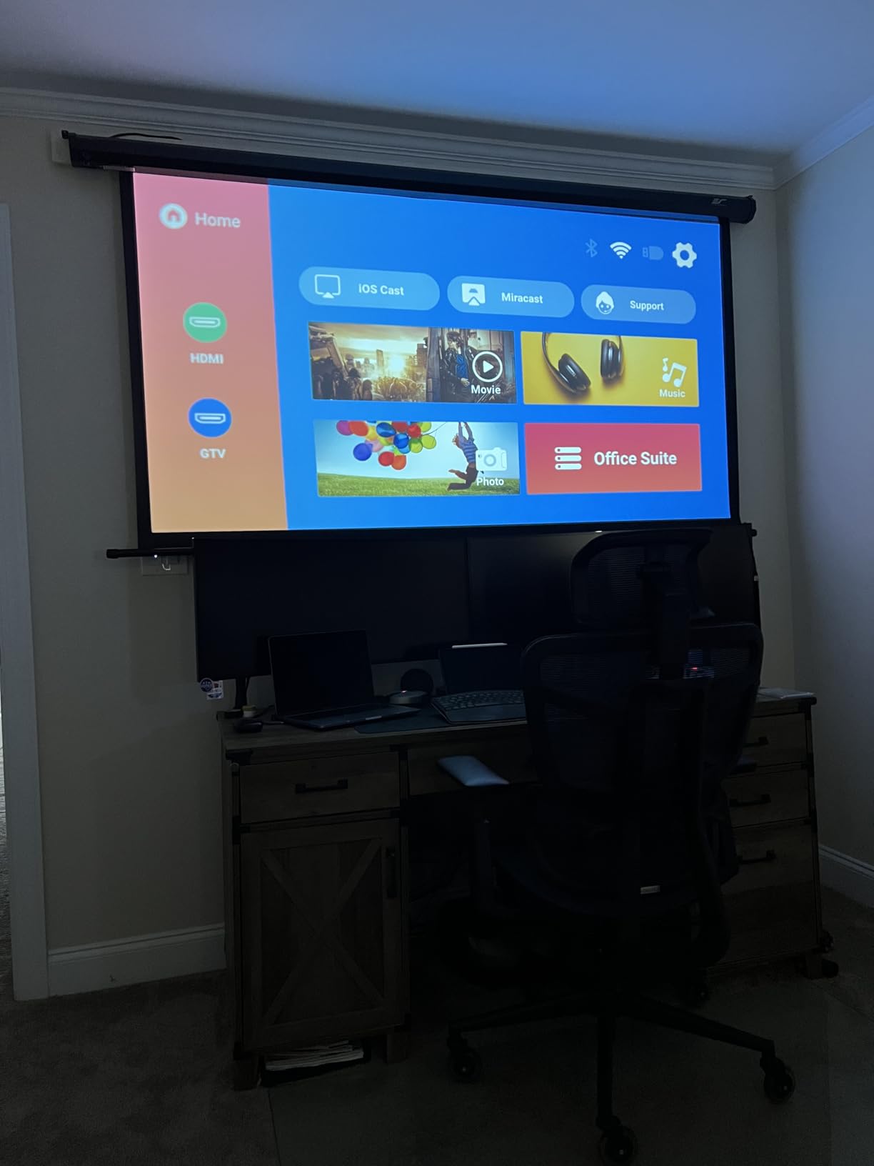 Projector Screen Elite Screens Spectrum, 150-INCH Diag 16:9, Motorized Projection Screen Movie Home Theater 4K/8K Ultra HD Ready, Black Case, ELECTRIC150H2 customer photo 1