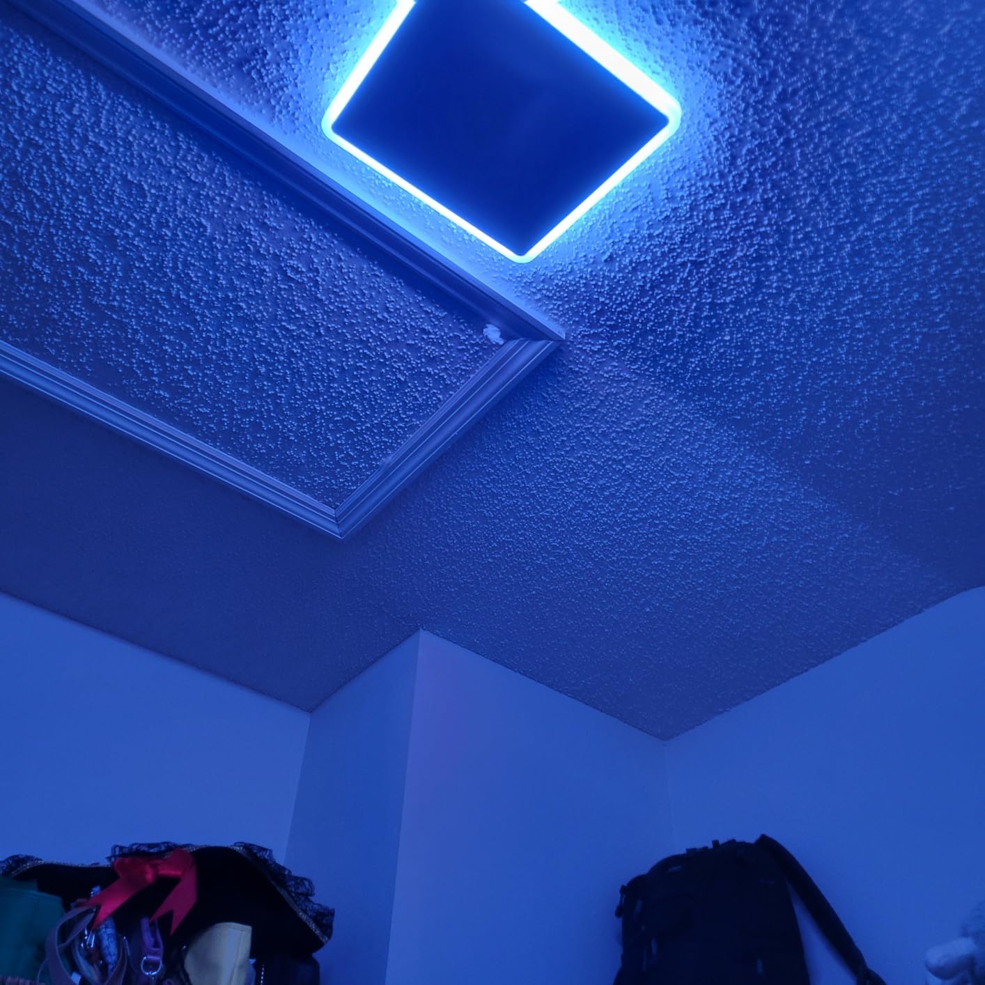 Annaror Smart LED Ceiling Light WiFi, 13in RGB Flush Mount Lighting Fixture with Remote, Compatible with Alexa Google Home, Low Profile Ceiling Light for Bedroom, Kitchen, Square White customer photo 2