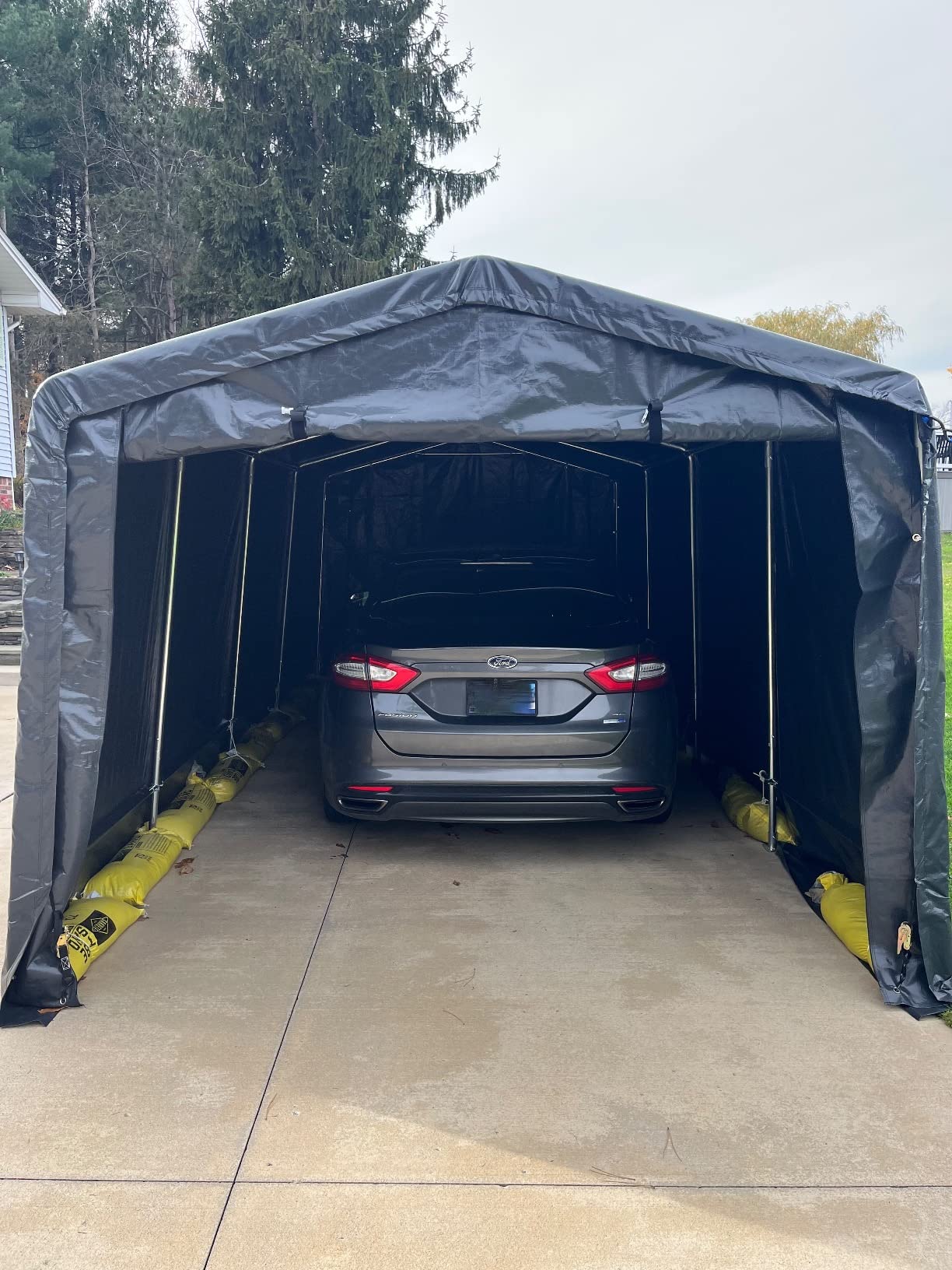 KING BIRD 10' x 20' Carport Shelter with Roll-up Ventilated Windows | Heavy Duty Round Style Garage Storage Portable Canopy Storage Shelter Shed for Boat, Patio Furniture and Lawn Mower - Dark Gray customer photo 2