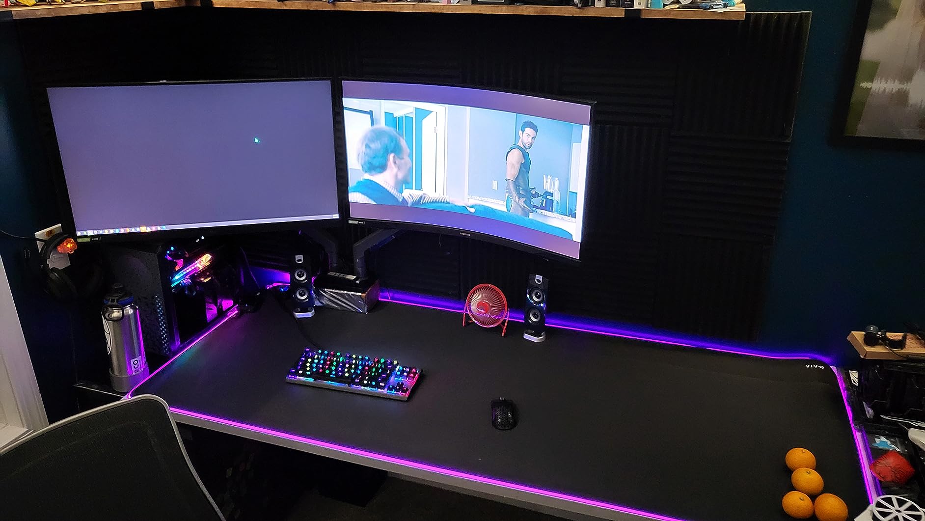 VIVO Extra Large 71 x 30 inch Full Size Desk Pad with RGB Lighting for Office Ambience and Immersive Gaming, Oversized Mouse Pad Table Top Cover, 12 Color Modes, Non-Slip Base, Black, DESK-PAD72 customer photo 1