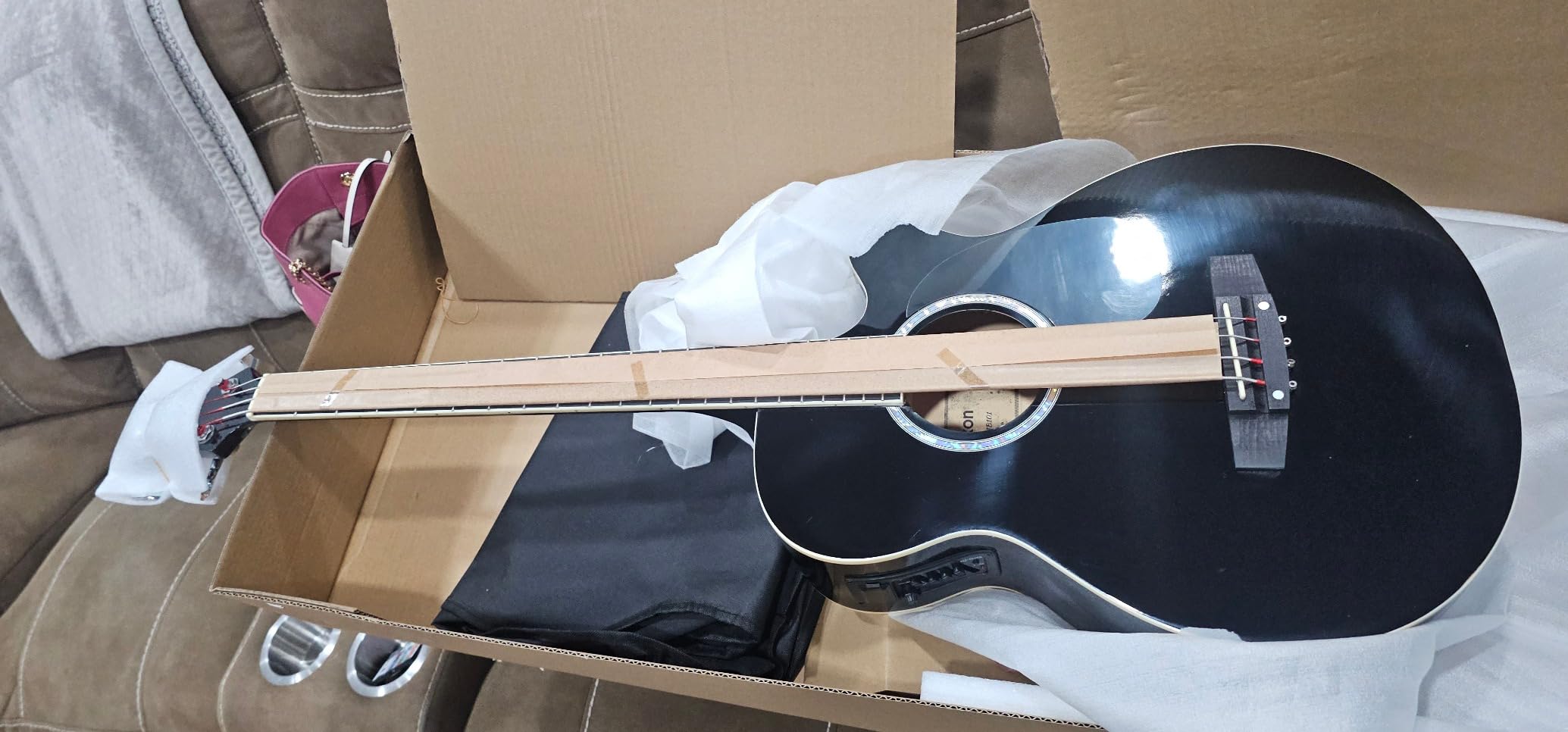 Ktaxon 4 String Acoustic Bass Guitar, Full Size Bass Guitar Kit, Blue customer photo 2