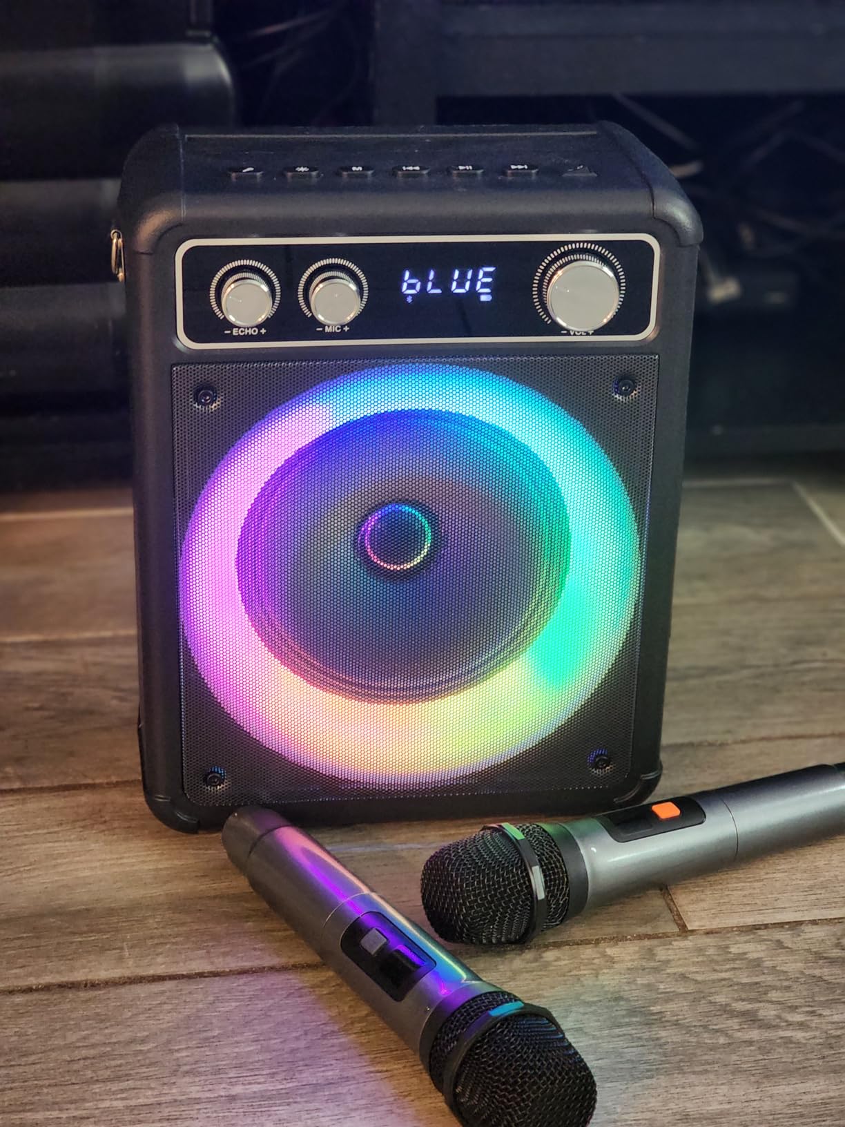 VOSOCO Karaoke Machine, Bluetooth Speaker with 2 Wireless Mics for Adults | 2026 Portable PA System with LED Light, Supports TWS Echo Adjustment TF USB AUX Inputs for Birthday Home Party Outdoor Travel customer photo 2