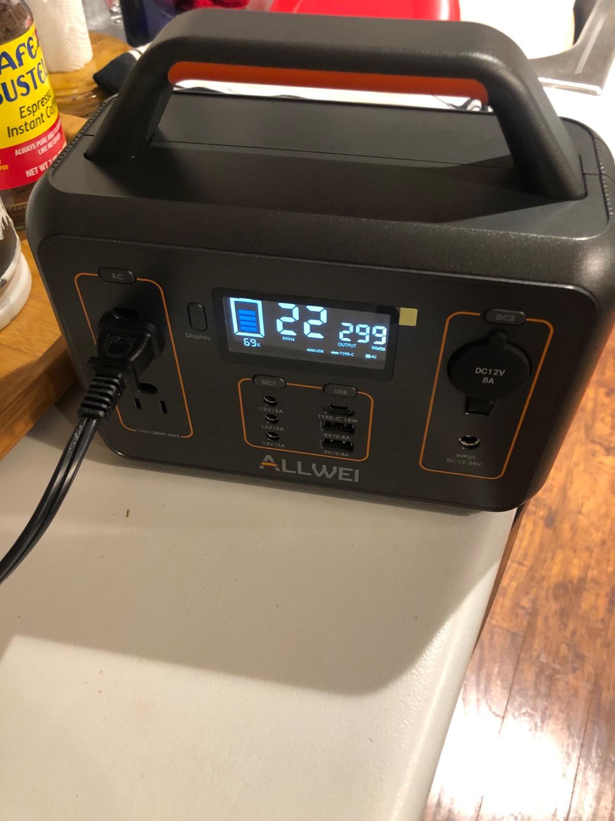 ALLWEI Portable Power Station 500W, 512Wh LiFePO4 Battery UPS Backup Power | Q/N/S 3 Charge Modes, PD 100W USB-C Fast Charge, 1000W Surge, for Outdoor Camping, RV Road Trip, CPAP, Home Blackout, Emergency customer photo 2