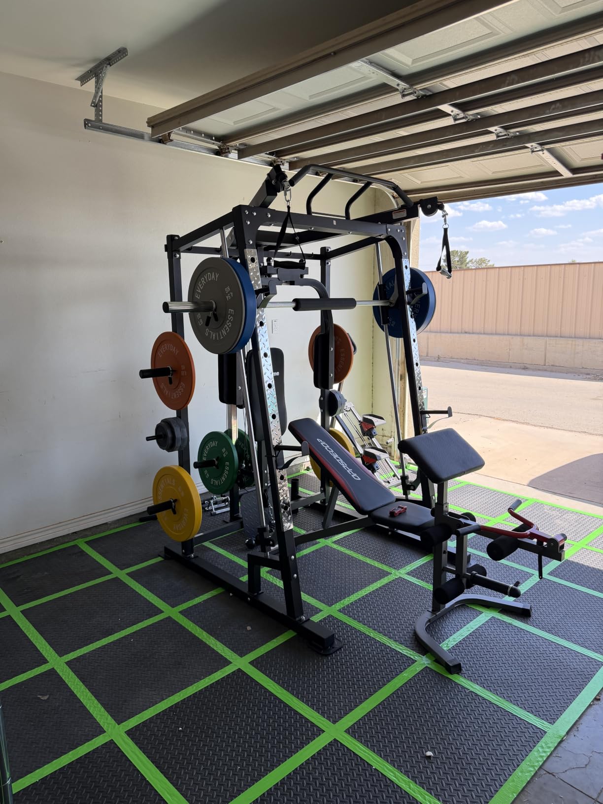 SunHome Smith Machine, Power Cage Squat Rack with Smith Bar, LAT Pull-Down Systems, Cable Crossover Machine and Cable Attachment for Home Gym customer photo 2