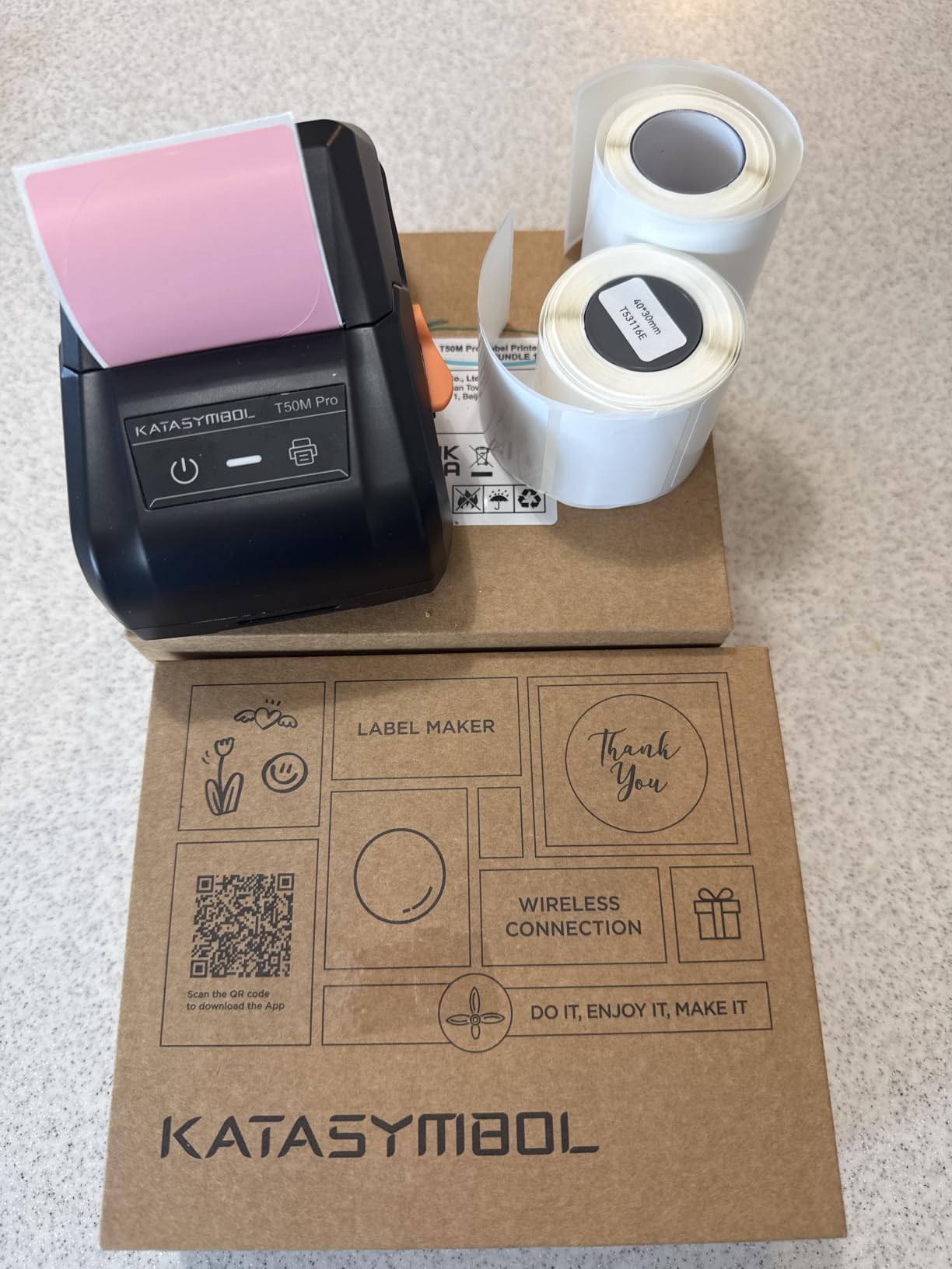 SUPVAN T50M Pro Bluetooth Label Maker Machine with 3 Tapes, Wide Waterproof Label, Versatile App with 30+ Fonts and 660+ Icons, Inkless Labeler for Home, Kitchen, School, Office Organization, Set 1 customer photo 1