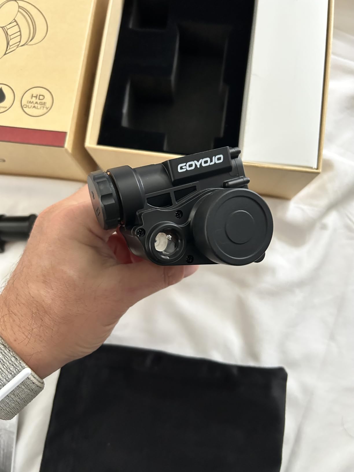 GOYOJO Night Vision Goggles Helmet-Mounted Monocular | 1080P HD NVG with 3X Zoom & Adjustable Infrared | IP66 Waterproof for Hunting, Surveillance, Camping | Built-in Compass (100% Darkness) customer photo 2