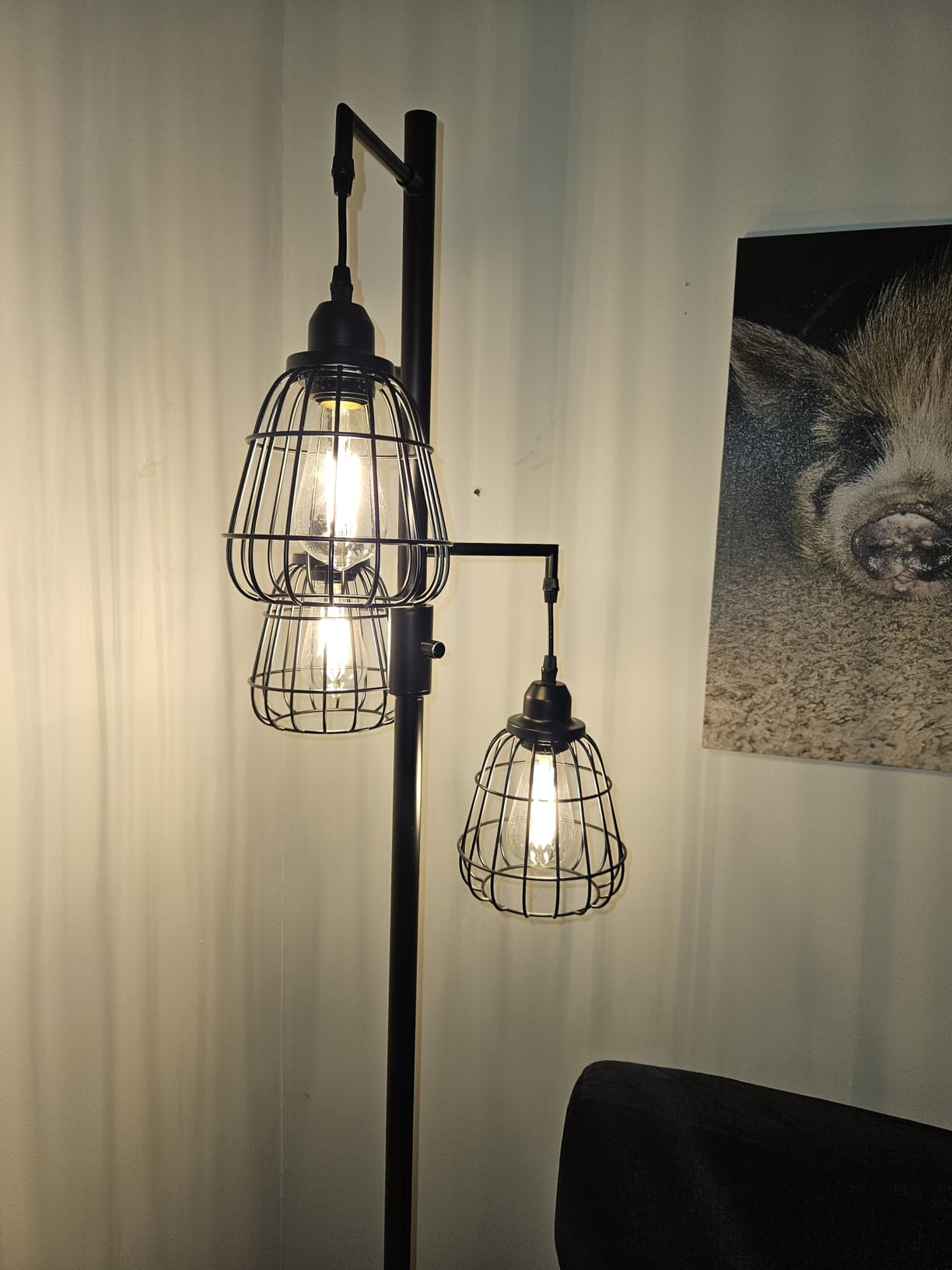 9MMML Floor Lamp for Living Room, Farmhouse Industrial Dimmable Floor lamp, 3 Lights Metal Cage Tree Standing Lamp, 68