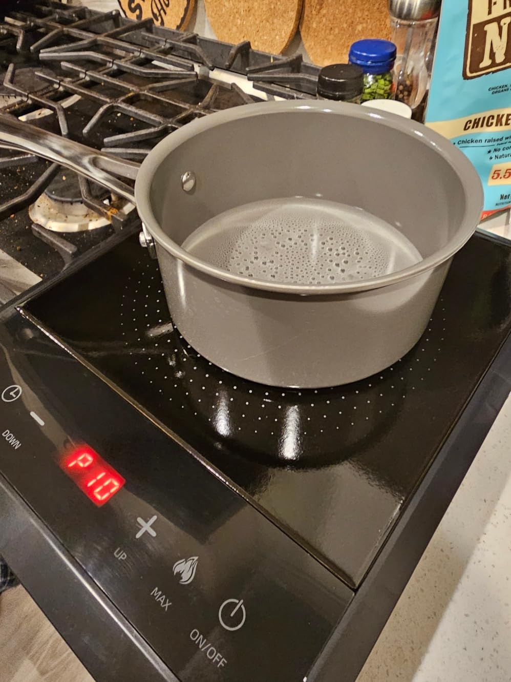 1700W Portable Induction Cooktop, Electric Induction Cooker and Burner, Countertop Hot Plate with 10-Level Adjustment, 3-Hour Timer, Smart Touch Cooktop, and Safety Lock Feature, Black customer photo 2