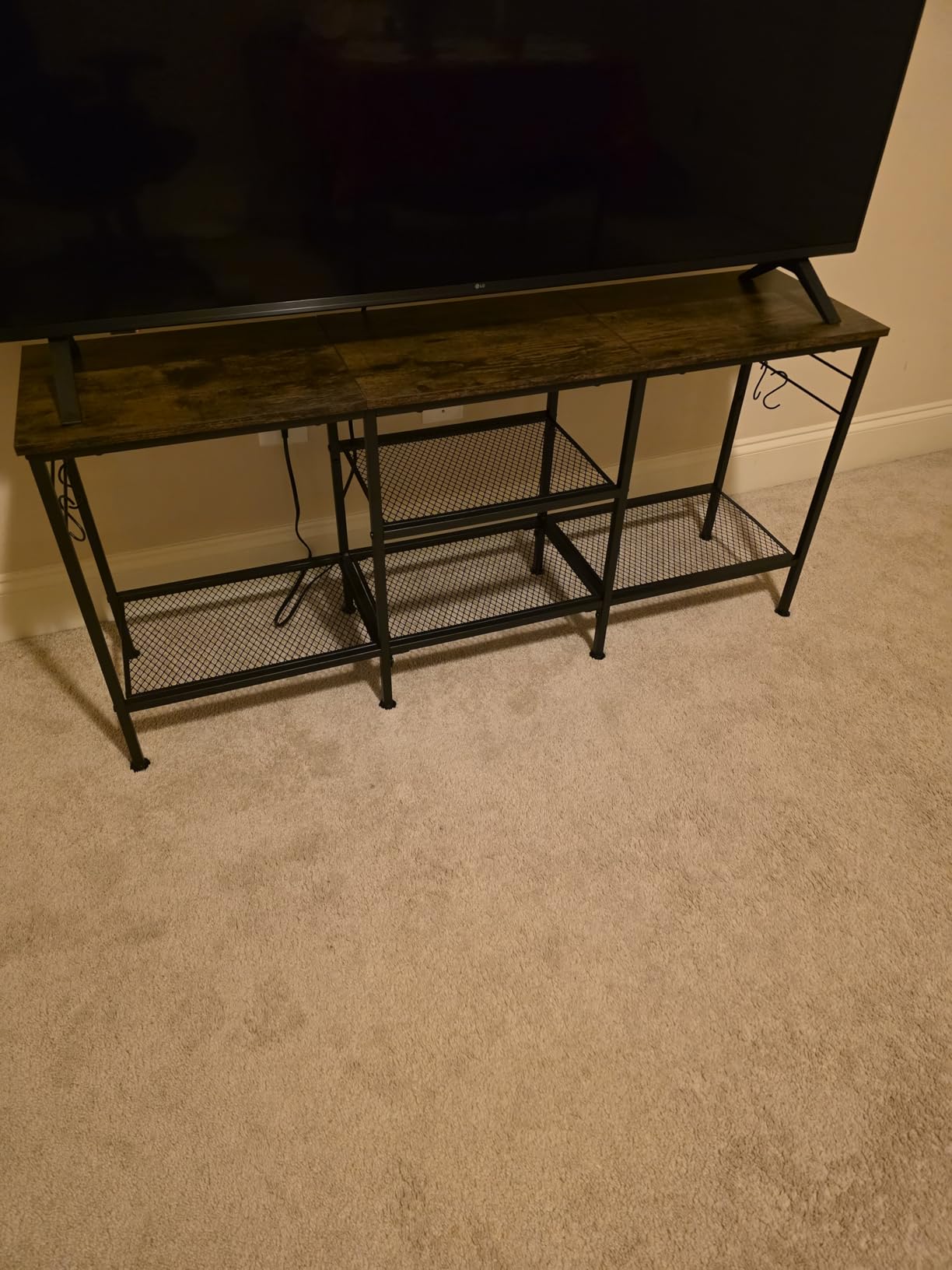 Furologee TV Stand for TVs up to 55 Inch, Entertainment Center with Open Storage Shelves, Media Console Table with Soundbar Shelf for Living Room, Bedroom, Rustic Brown customer photo 1