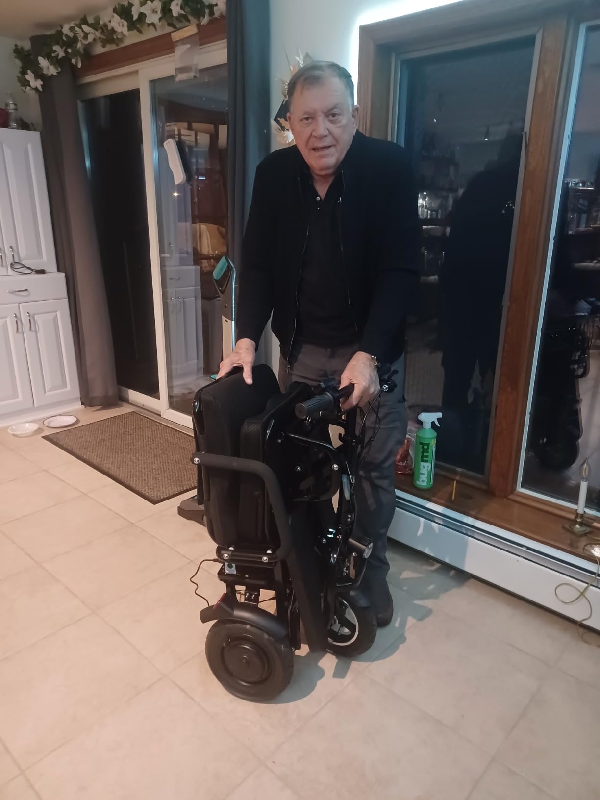 3-Wheel Foldable Mobility Scooter for Adults, 300 lb Capacity | Foldable lightweight scooter for adults and seniors with a 300 lb capacity, long-range lithium battery and front basket customer photo 1