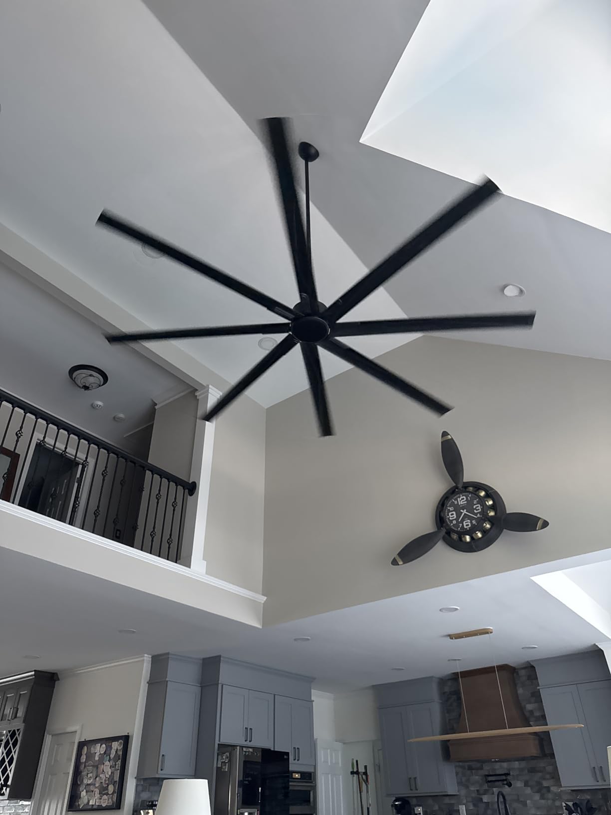 ZMISHIBO 96 Inch Industrial Ceiling Fan without Light, 8 Aluminum Blades | DC Motor, Damp Rated, 6 Speeds, Remote Control, 3 Downrods, Flat/Sloped Ceiling, Commercial, Farmhouse, Garage, Warehouse customer photo 2