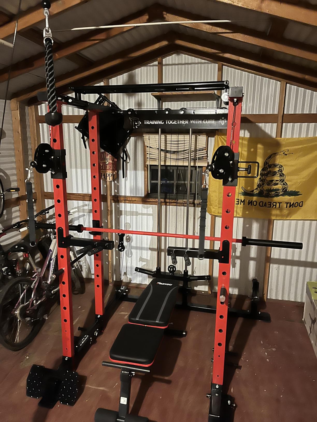 Mikolo Power Cage, Power Rack with Cable Crossover System, 1500LBS Squat Rack with LAT Pull Down System, Workout Cage with Pulley System for Fitness Home Gym customer photo 2