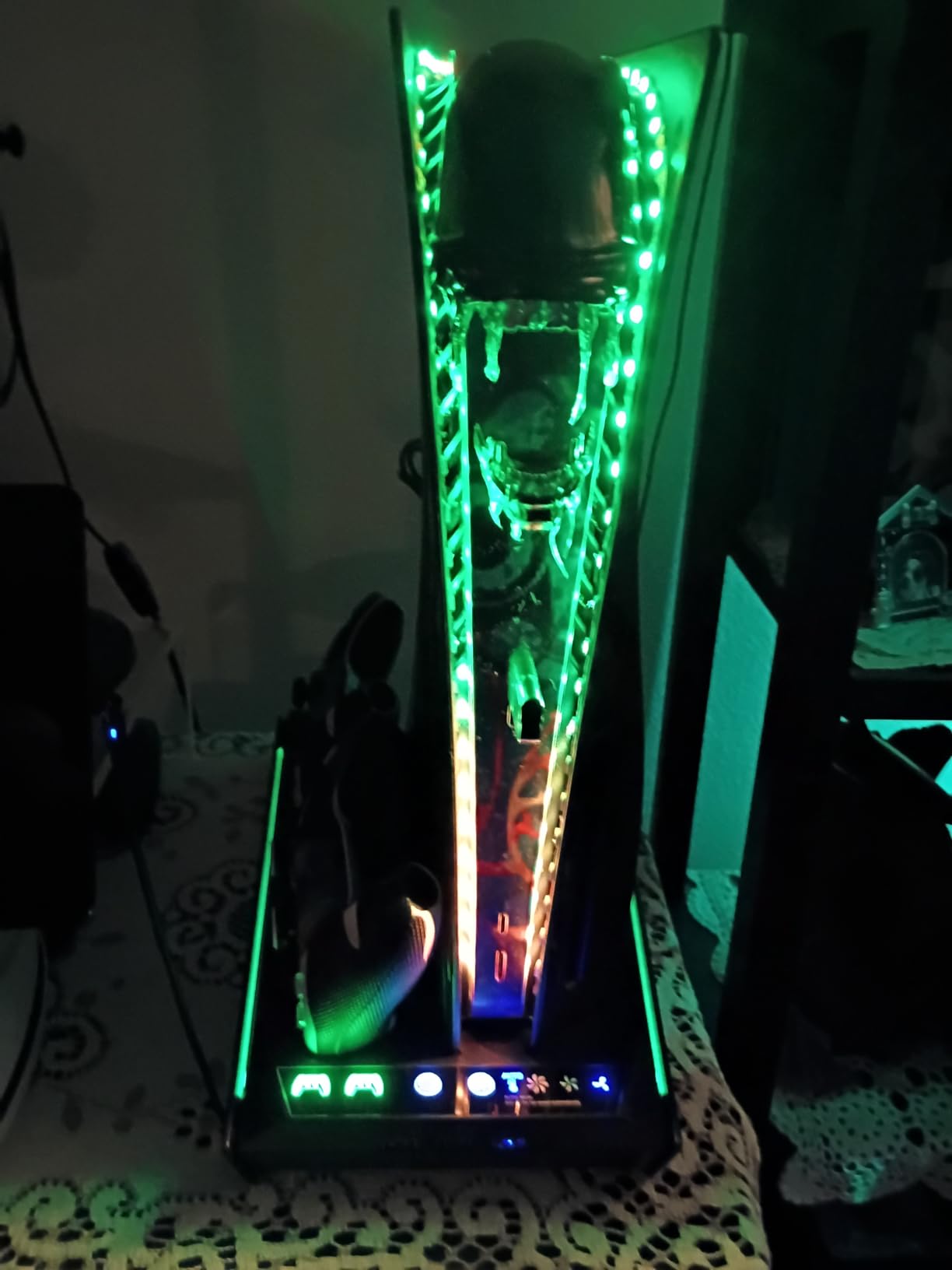 PS5/Slim/Pro Stand for Disc & Digital Console, PS5 Cooling & Charging Station with RGB Lights, PS5 Controller Charger Built-in 3 Level & AUTO Adjustable Fan, PS5/Slim/Pro Accessories for PS 5 Cases customer photo 2