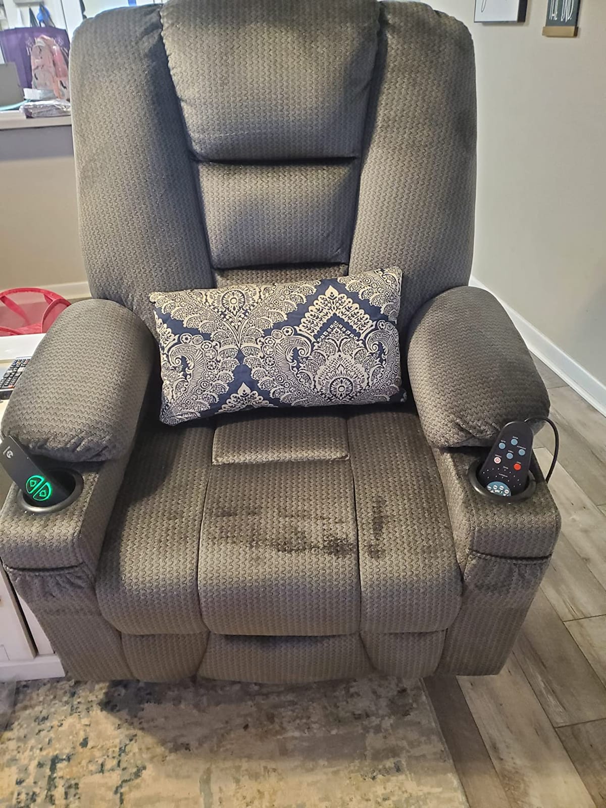 MCombo Oversized Power Lift Recliner Chair Sofa with Massage and Heat for Elderly People Petite, USB Ports, Side Pockets, Fabric R7561 (Beige, Small-Oversize) customer photo 1