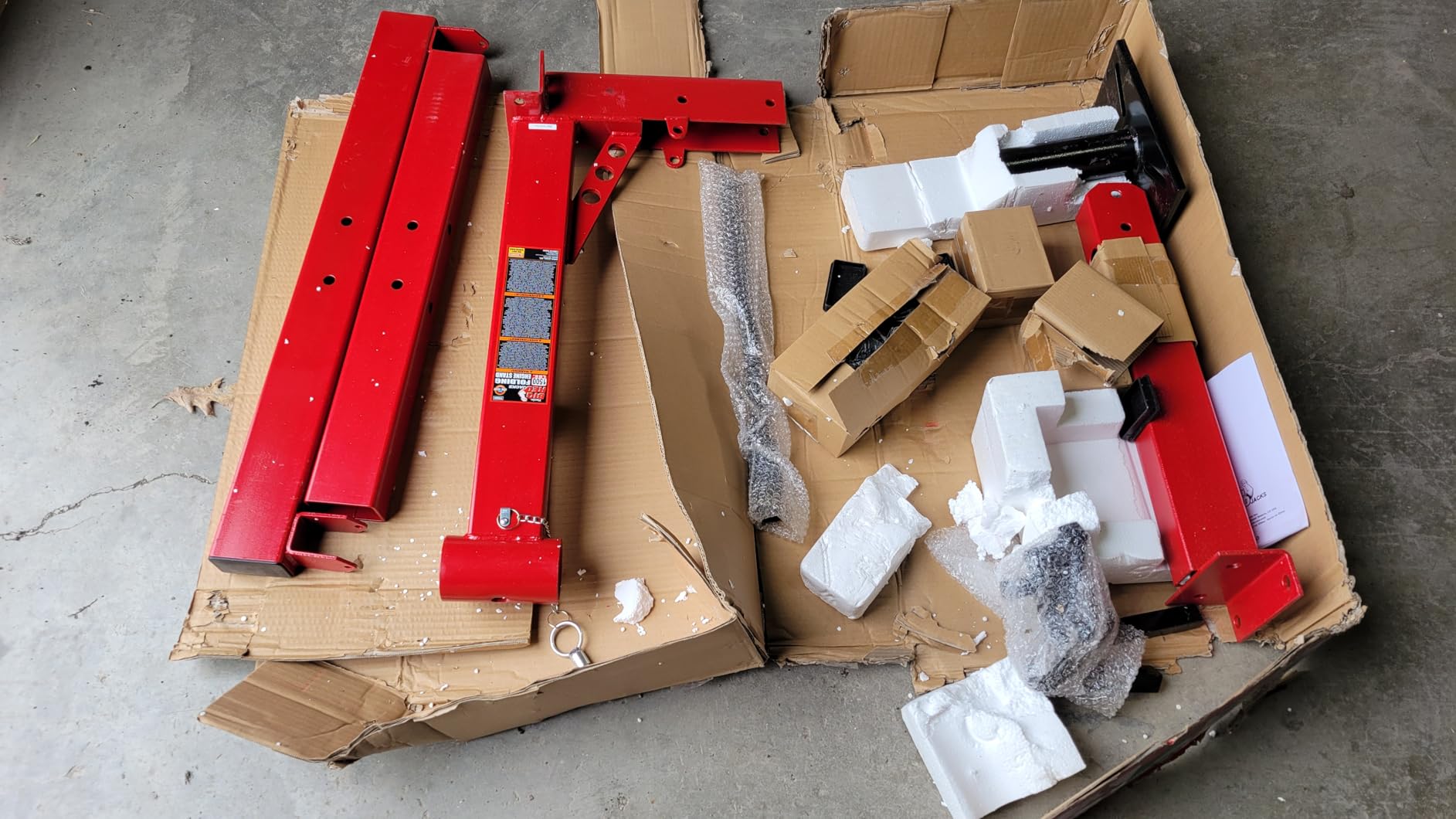 BIG RED Steel Rotating Engine Motor Stand, 3/4 Ton (1,500 lbs) Capacity with Foldable Frame, 5 Casters, 4 Adjustable Arms, 360 Degree Rotating Head, for Vehicle Maintenance, Auto Repair, Red, AT37912-1 customer photo 1