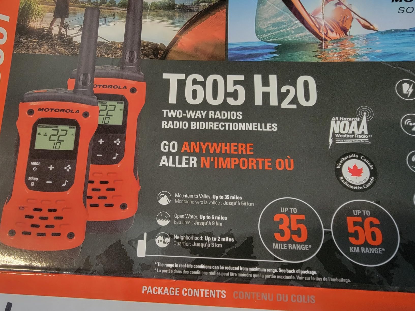 Motorola Solutions, Portable FRS, T605_H2O, Talkabout, Two Way Radios Waterproof Walkie Talkie Emergency Preparedness, Rechargeable, 22 Channel, 35 Mile, Orange W/Black, 2 Pack customer photo 2