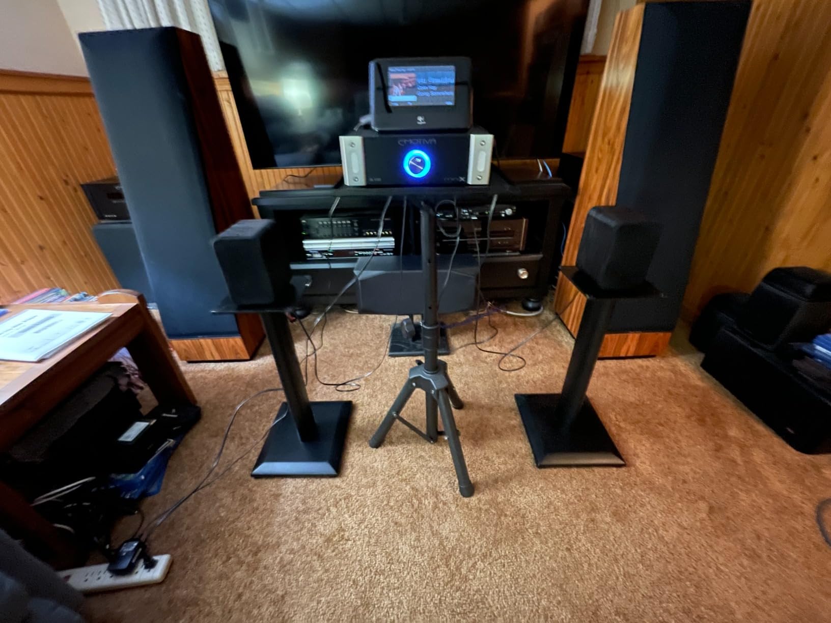 RIOWOIS Passive Bookshelf Speakers for Home Theater Surround Sound, Satellite Stereo Speakers with Crisper Sound and Classic Wood Grain for Record Player/Computer/TV, Wall Mountable, One Pair customer photo 1