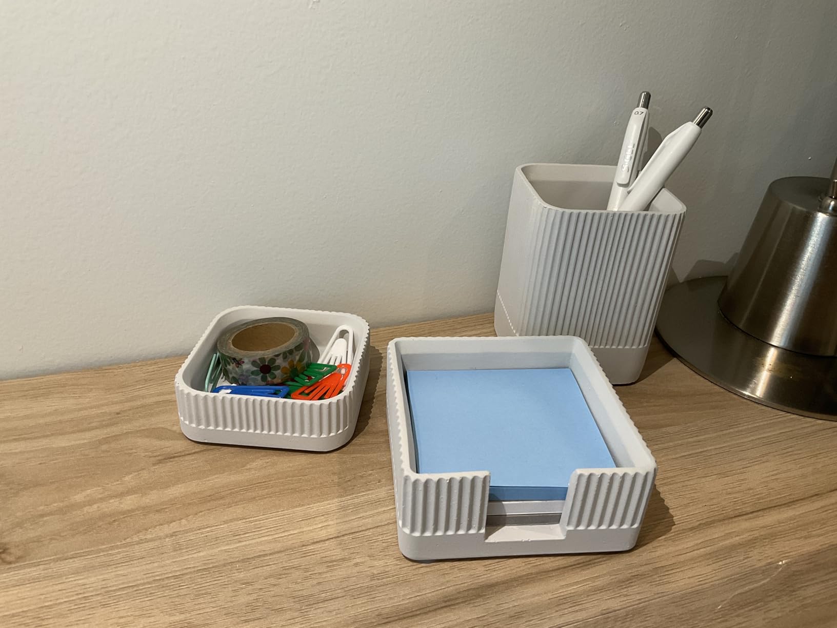 Aesthetic Desk Organizer Set of 3 For Your Office - Sturdy Concrete Desktop Accessories customer photo 2