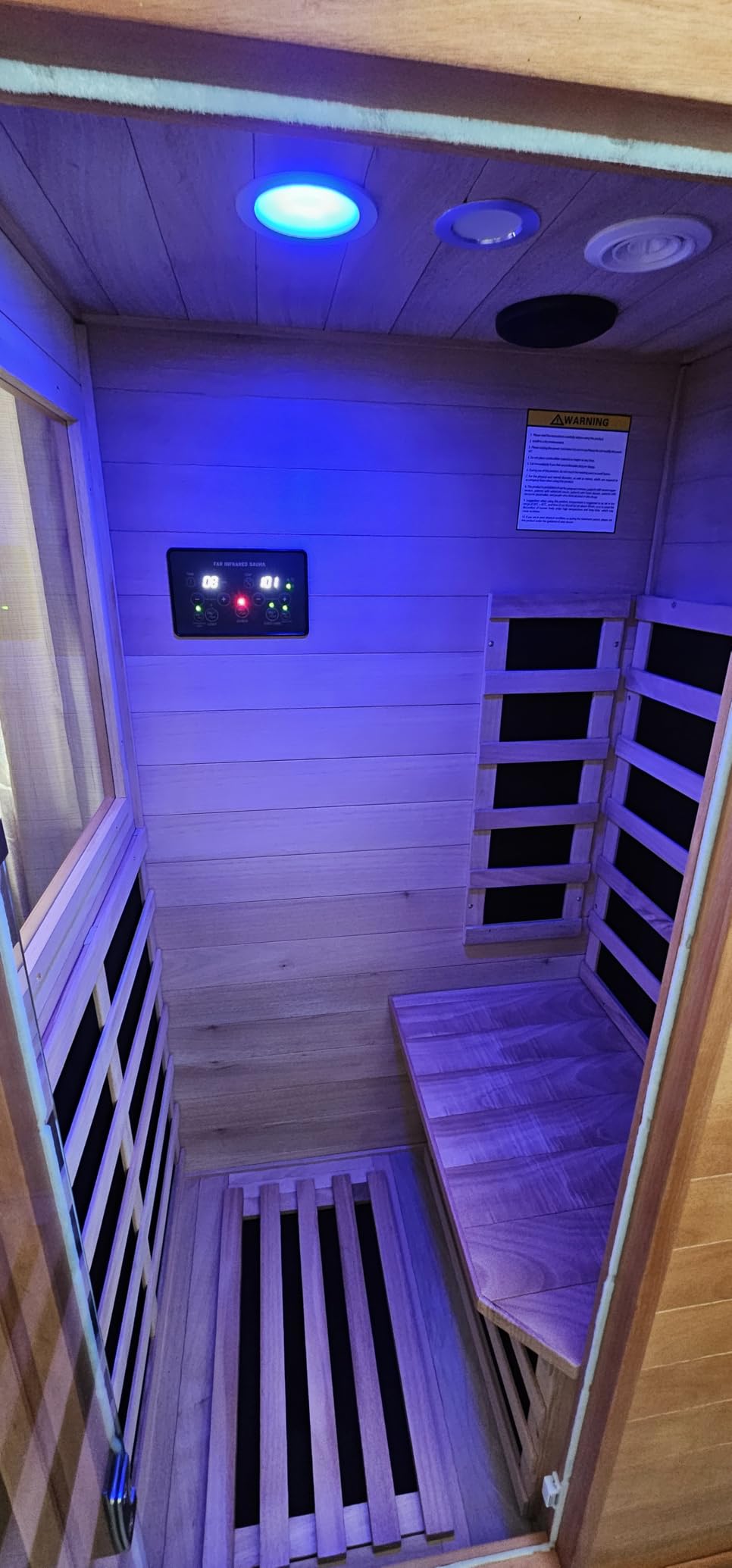 OUTEXER Far Infrared Sauna Home Sauna Spa Room Low-EMF Wood 1200W 120V | Indoor Saunas with 7 Color Light Tempered Glass Door, Room: 35.2*27.6*61.6 Inch customer photo 1
