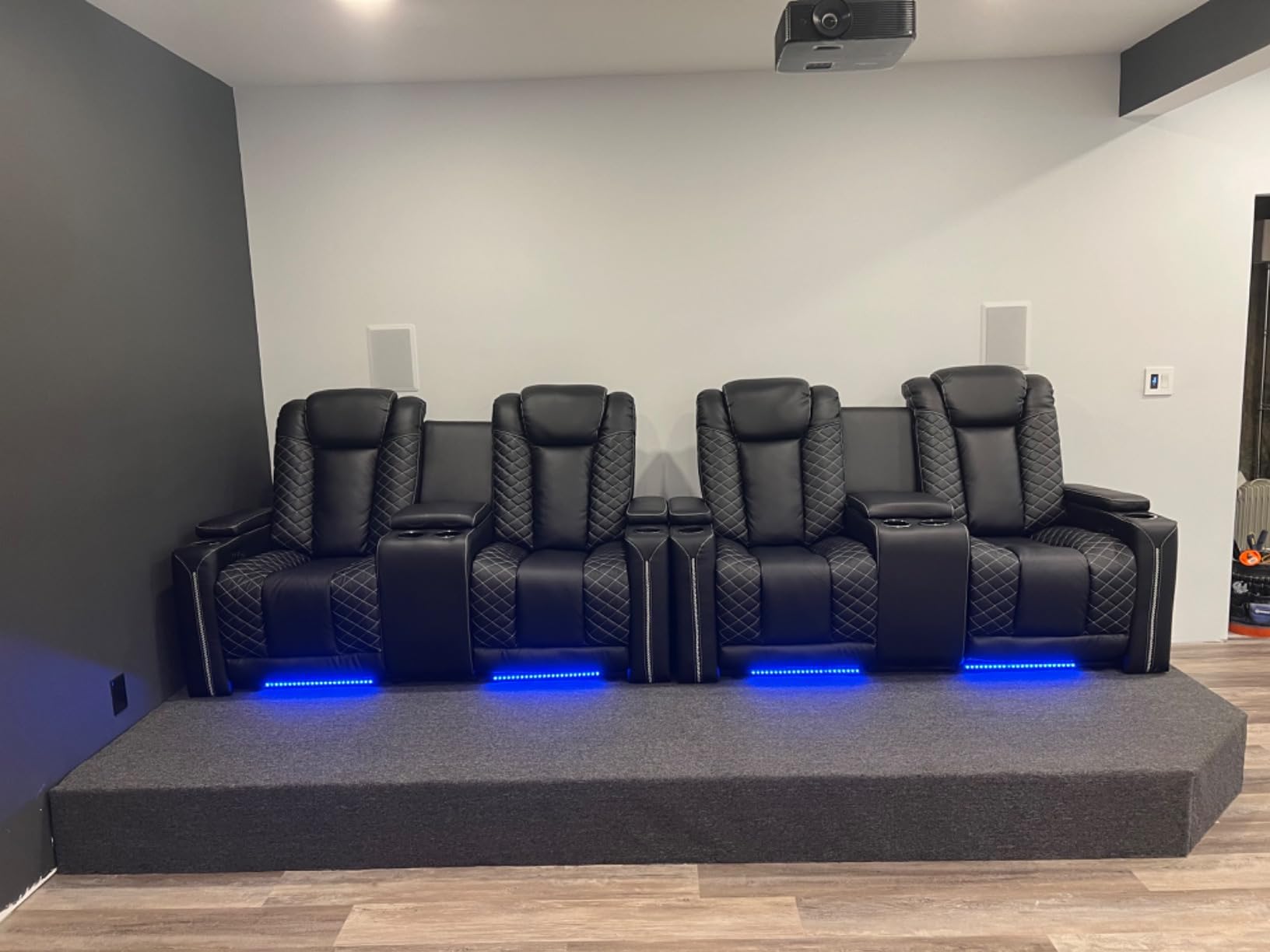 EBELLO Electric Power Recliner Chairs, Soft PU Leather Single Seat Home Theater Seating with USB Ports, Reclining Sofa Chair with Hidden Arm Storage, for Living Room, Black customer photo 1