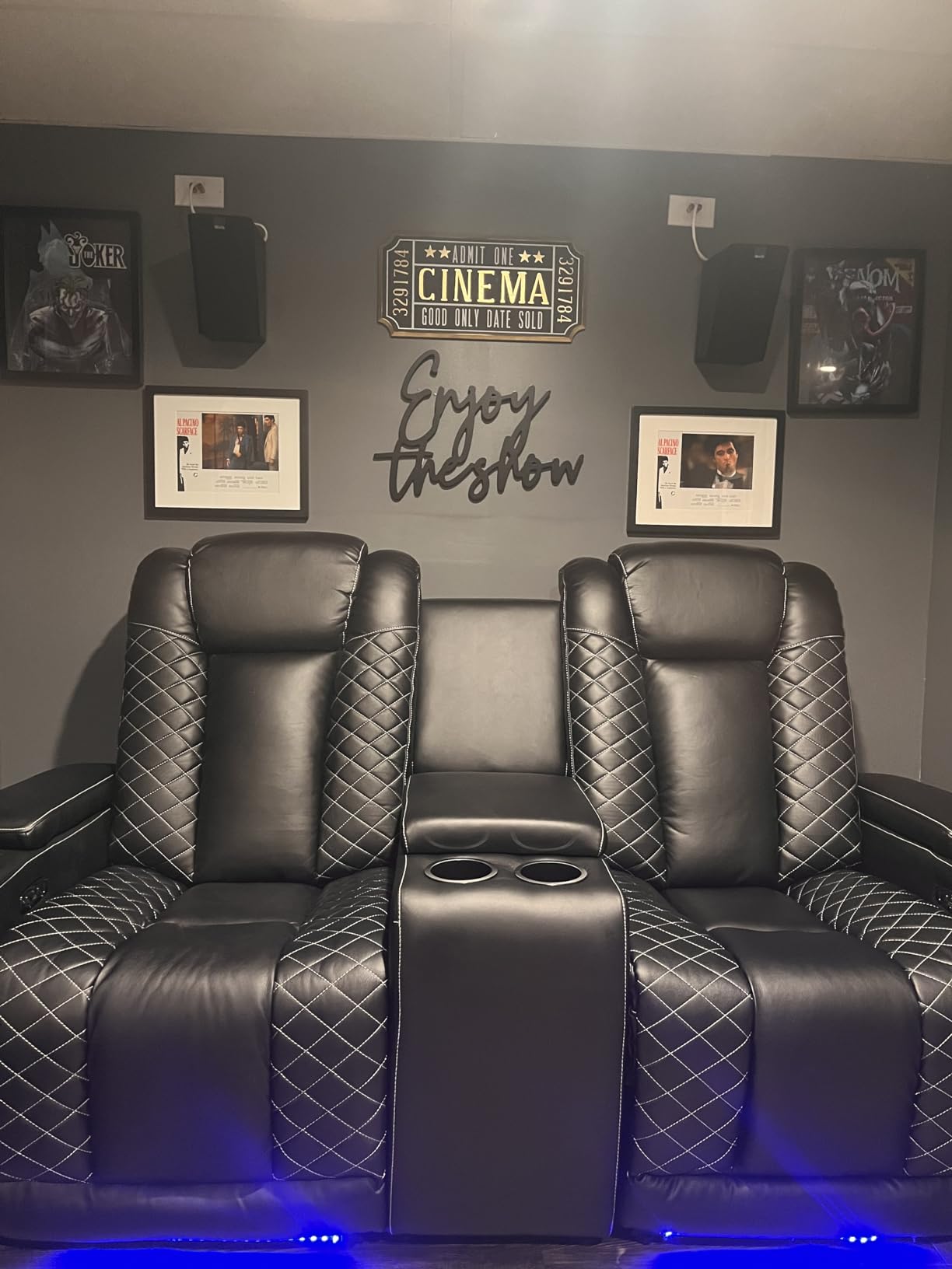 EBELLO Electric Power Recliner Chairs, Soft PU Leather Single Seat Home Theater Seating with USB Ports, Reclining Sofa Chair with Hidden Arm Storage, for Living Room, Black customer photo 2