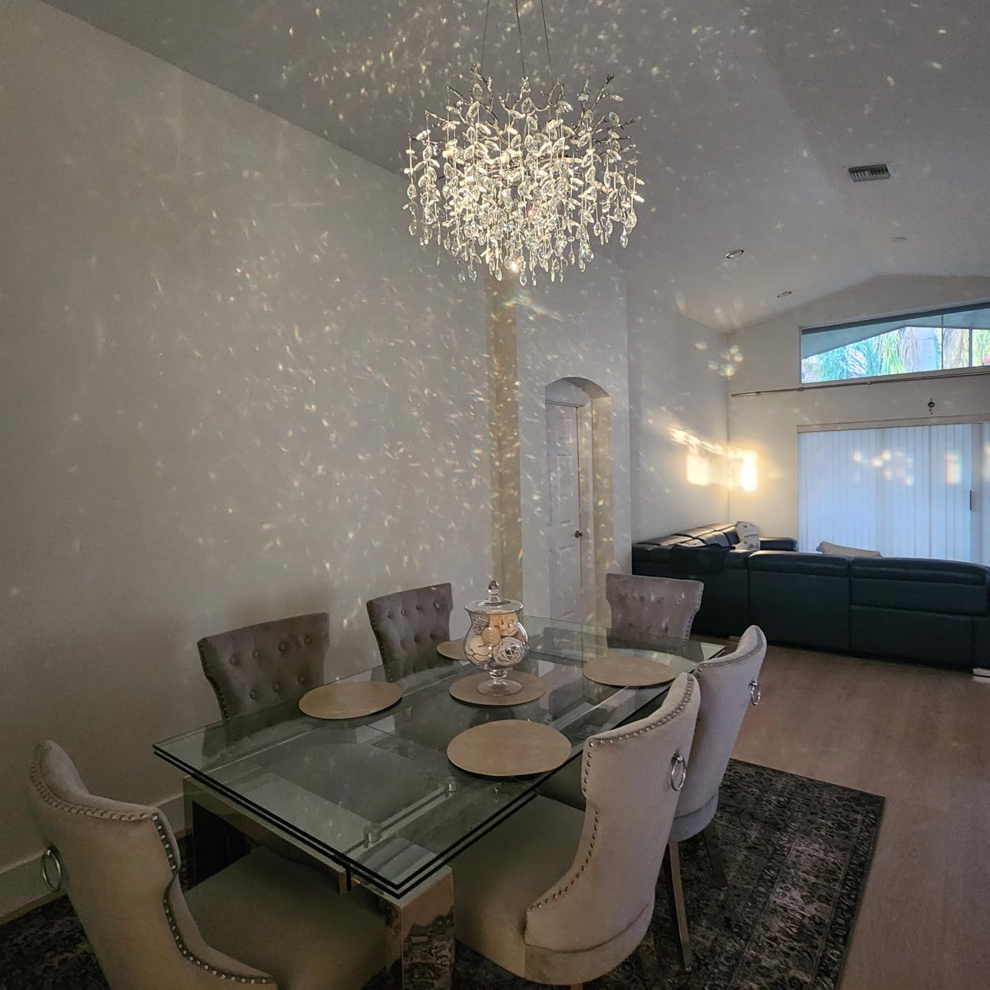 118'' Long Chandelier for High Ceiling, 28-Light Luxury Gold Tree Branch Crystal Chandelier, Large Chandeliers for High Ceilings Staircase Foyer Entryway, 5-Tier Modern K9 Crystal Raindrop Fixture customer photo 2