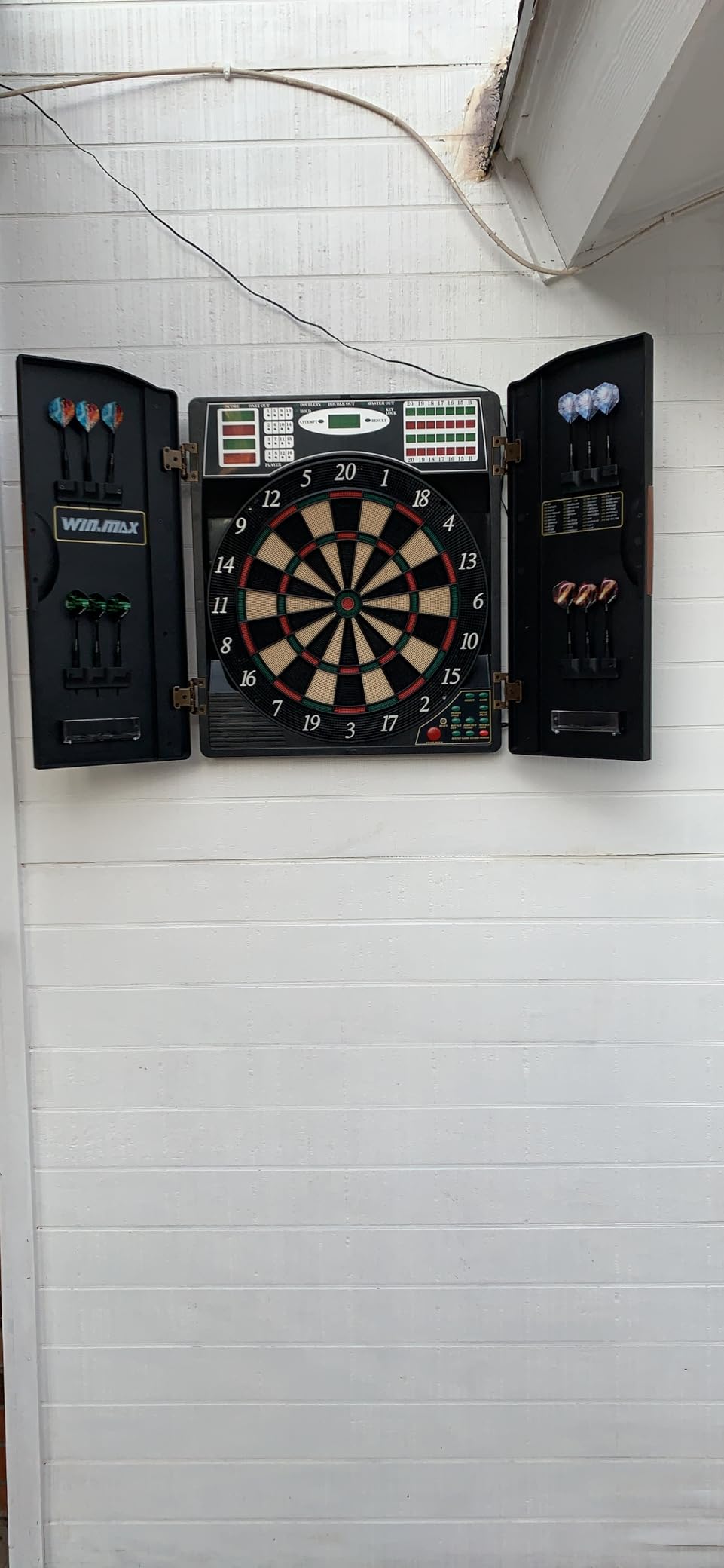 Electronic Dart Board LED Electric Digital Boards with Cabinet 12 Darts | 38 Games with 211 Variations, Low Bounce-Outs, 16 Players, 5 Levels Cyber Play customer photo 1