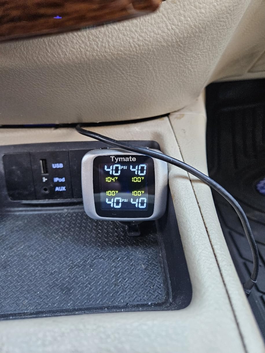 Tymate TM7 RV Tire Pressure Monitoring System, TPMS Set of 4 Sensors | Max. 5 Tires Info Monitoring, Wireless, 6 Alarm Modes, 0-144 PSI, Big Color LCD, Ideal for RV/Truck/SUV/Sedan/Older Vehicles customer photo 2