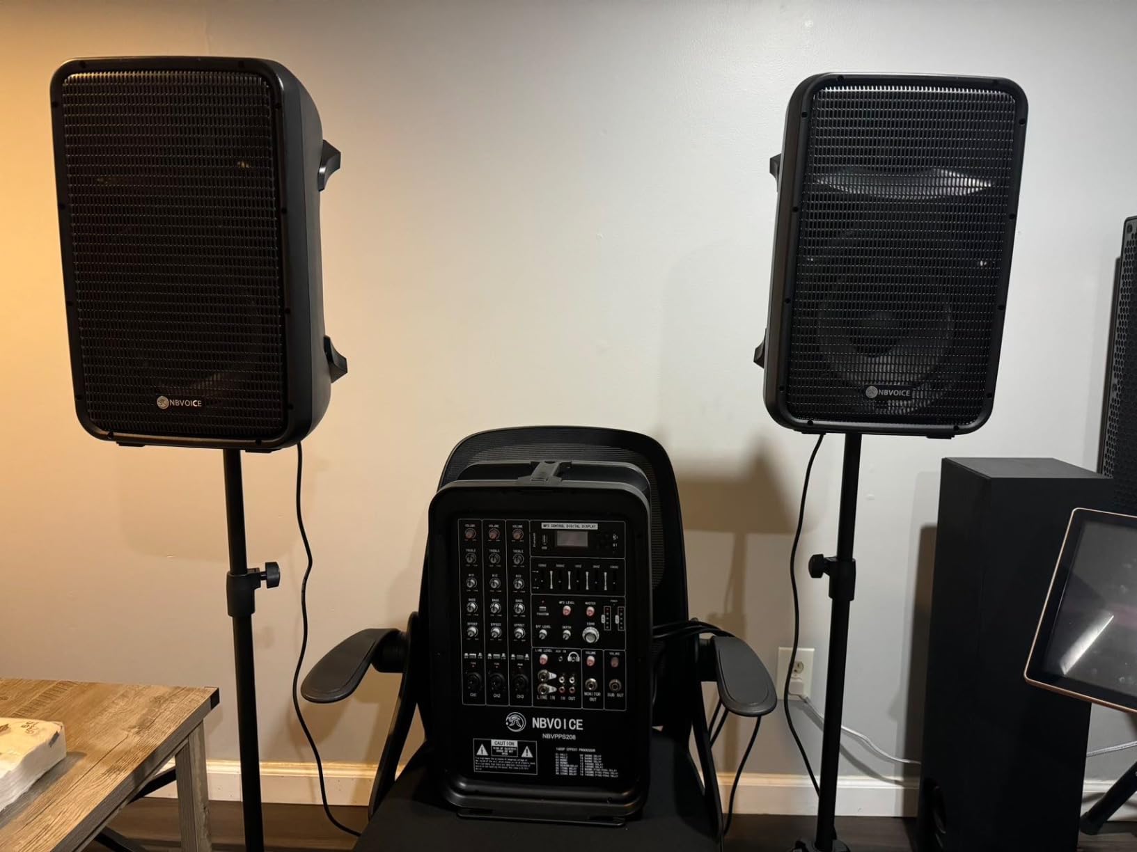 NBVOICE Professional Portable All-in-One Integrated 2-Way PA System Fixed Setup, Suitcase Design w/ 8-Channel Mixer, 2 Speaker Stands, Bluetooth, Mic customer photo 1