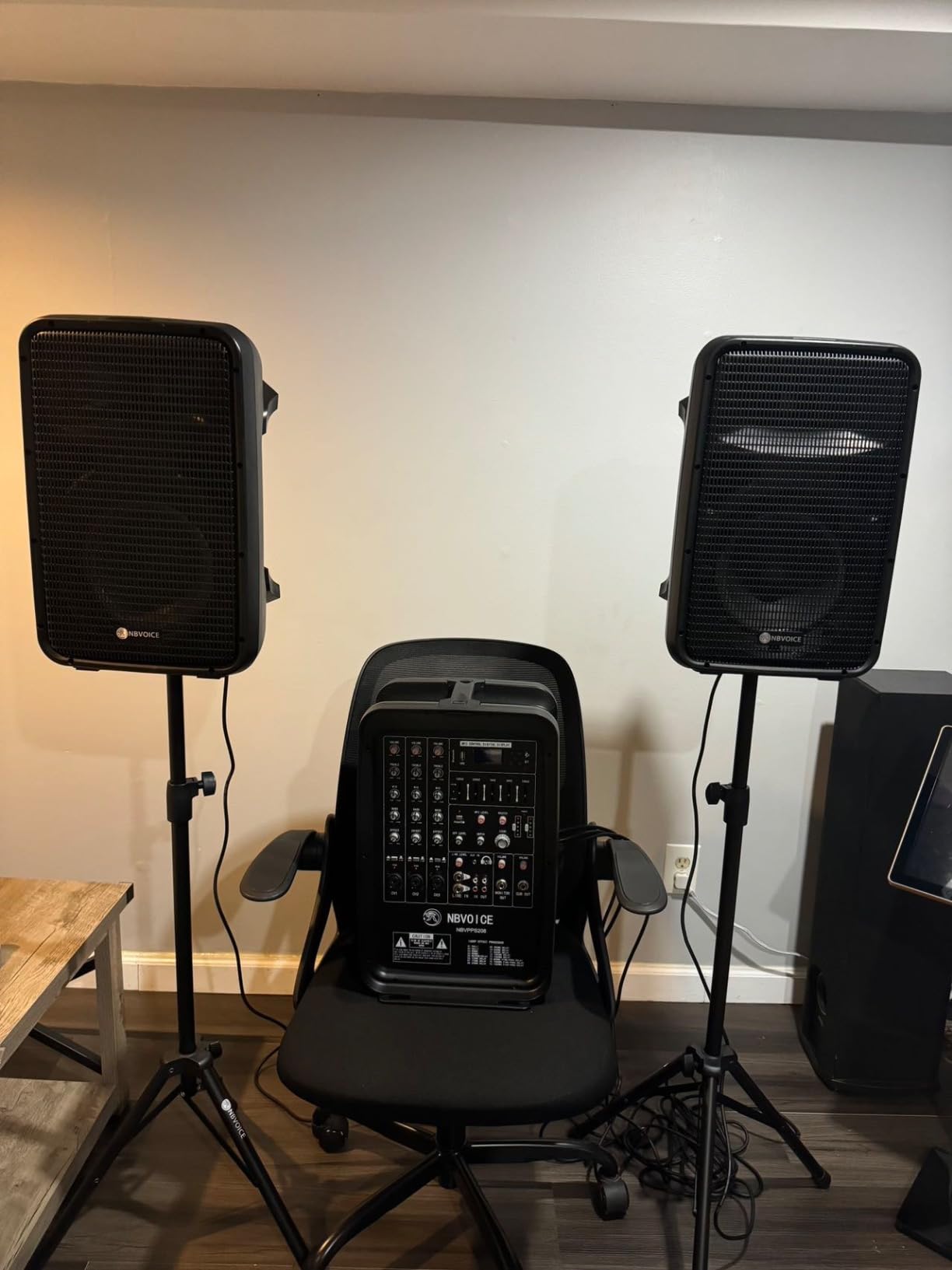 NBVOICE Professional Portable All-in-One Integrated 2-Way PA System Fixed Setup, Suitcase Design w/ 8-Channel Mixer, 2 Speaker Stands, Bluetooth, Mic customer photo 2
