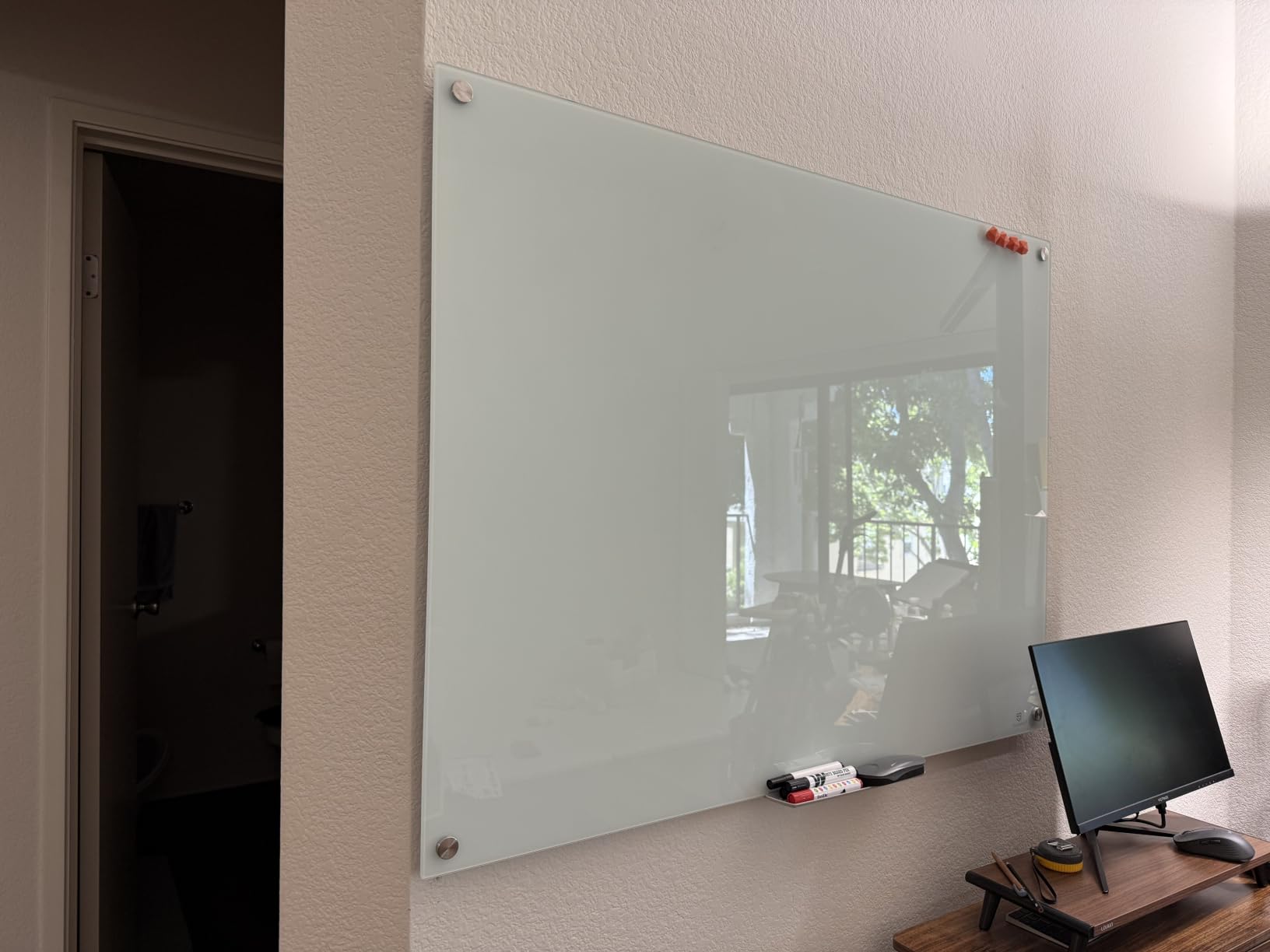 Glass Dry-Erase Board - 36 x 24 Inches Wall Mounted Black Glass Magnetic Whiteboard, Frameless Large White Board for Office, Home & School customer photo 2