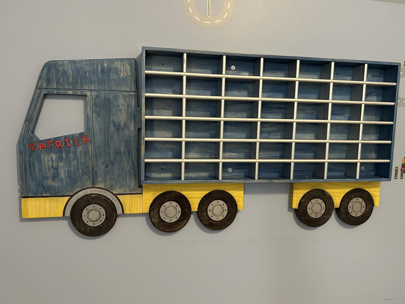 Wood Toy Car Display Rack, Holds 42 Diecast Cars Model Car Display Case 1/64 Scale Toy Cars Organizer Freestanding or Wall-Mounted Toy Car Storage Cabinet customer photo 2