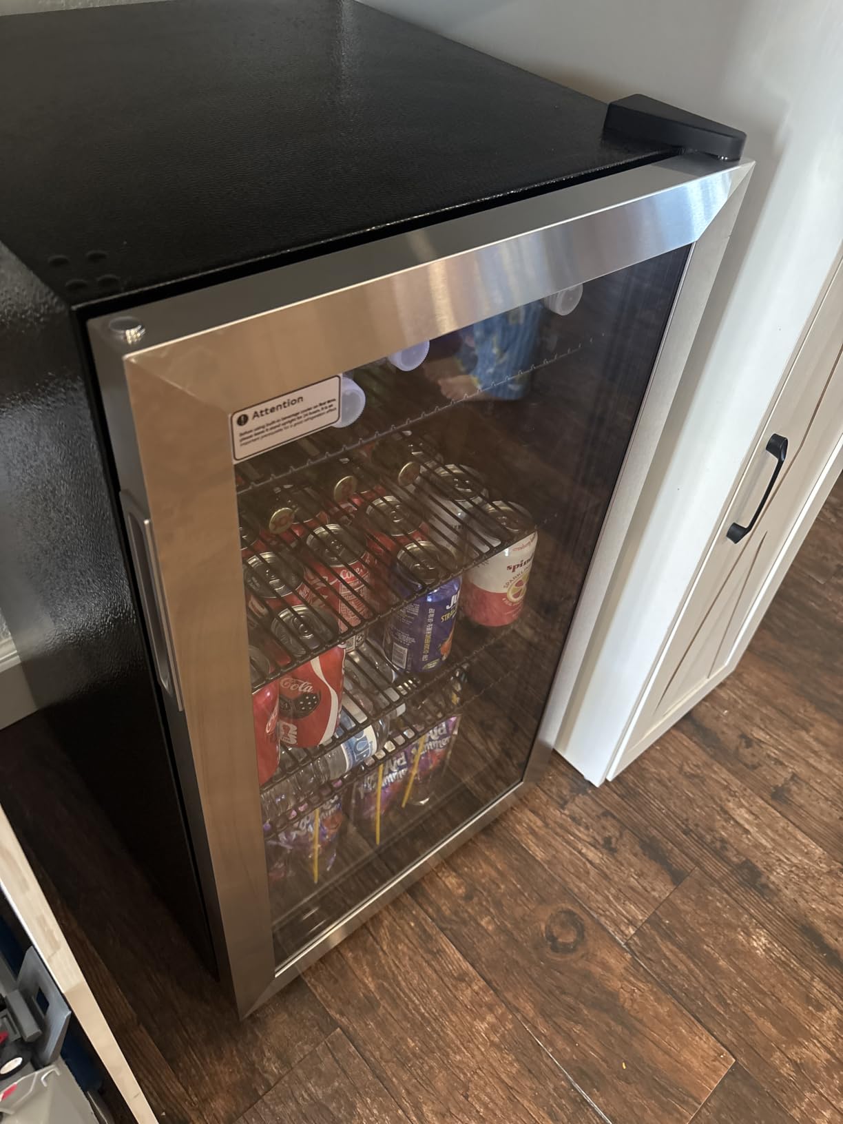 Feelfunn 126 Can Beverage Refrigerator, Glass Door Mini Fridge, 3.2 Cu.Ft | 34-64°F digital temperature control, quiet cooling and adjustable shelves for kitchens, offices, dorms and home bars customer photo 2