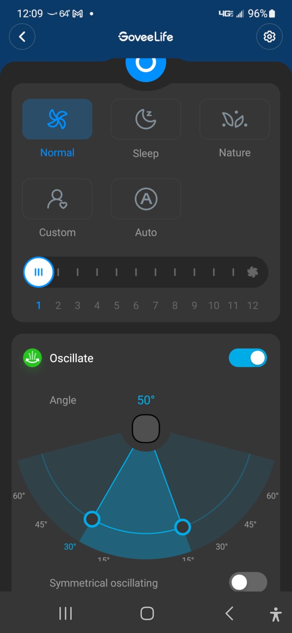 GoveeLife 42 in. Tower Fan, 150 Deg Oscillation, 5 Modes 12 Speeds, Black | Smart Floor Fans for Bedroom, up to 26ft/s, APP & Voice Control, 24H Timer, 27dB Bladeless Fan for Cooling Home Office customer photo 1