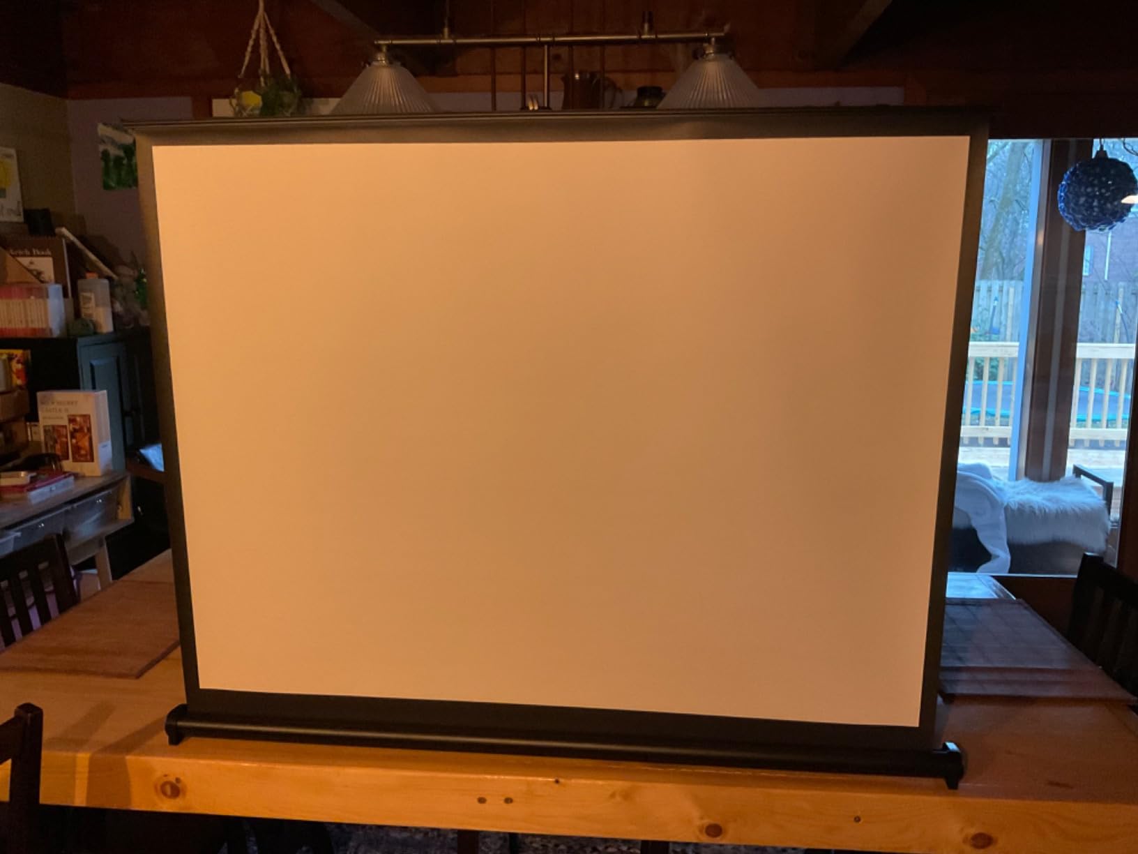 Pyle 50 Inch Portable Projector Screen - Portable Floor Standing, Manual Retractable Pull-Out Style, Mobile Movie Screen, Home Theater Cinema Wedding Party Office Presentation, Quick Assembly customer photo 2