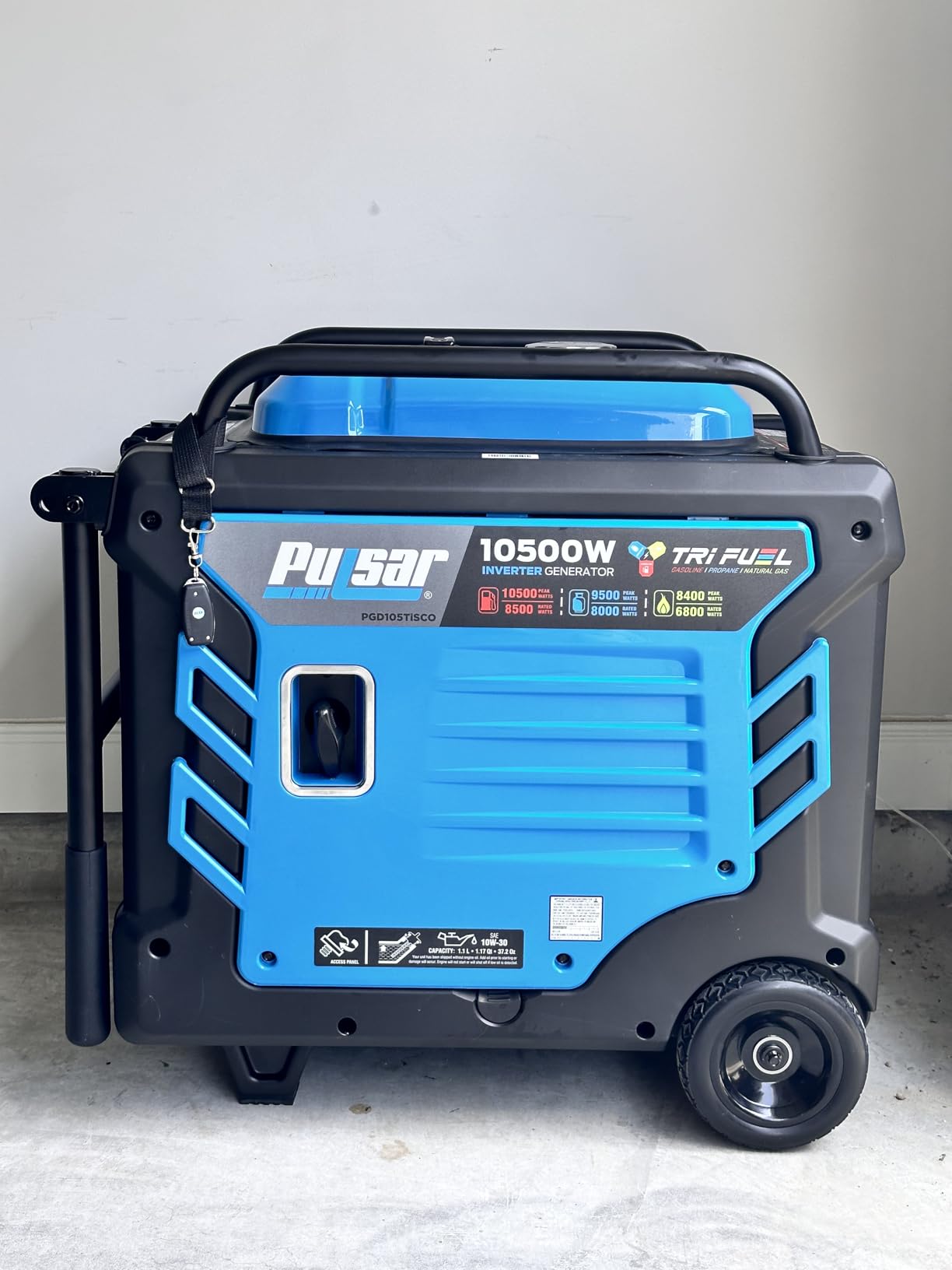 Pulsar PGD105TiSCO Tri Fuel Inverter Generator, 10500-Watt Tri Fuel Gasoline Propane Natural Gas Portable 50A Generator with Remote Start, CARB Compliant customer photo 2
