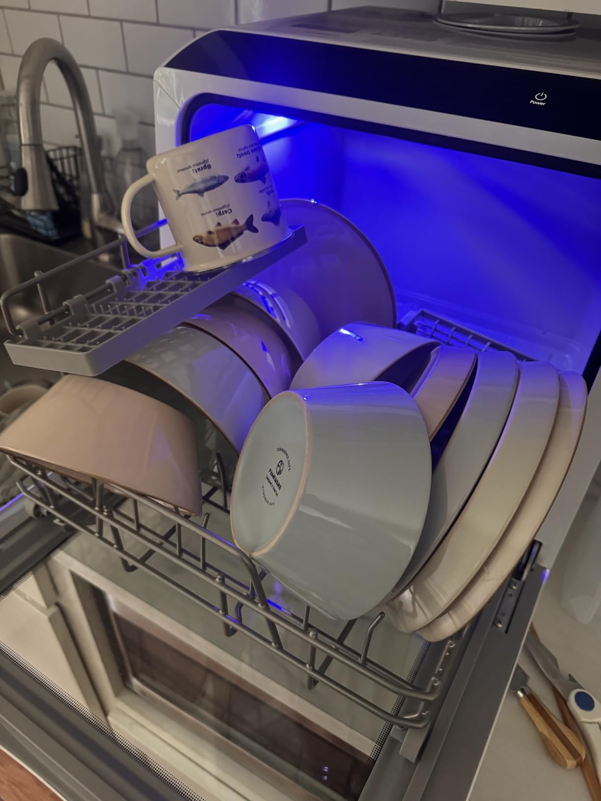 EUHOMY Countertop Dishwasher Portable, 6 Programs with 40 dB, No Hookup | 6 Programs (Normal, ECO, Quick, Baby Care/Strong, Fruit, Dry), Dual Spray Arms, 360° Coverage, for 30+ Items, 73h Ventilation customer photo 2
