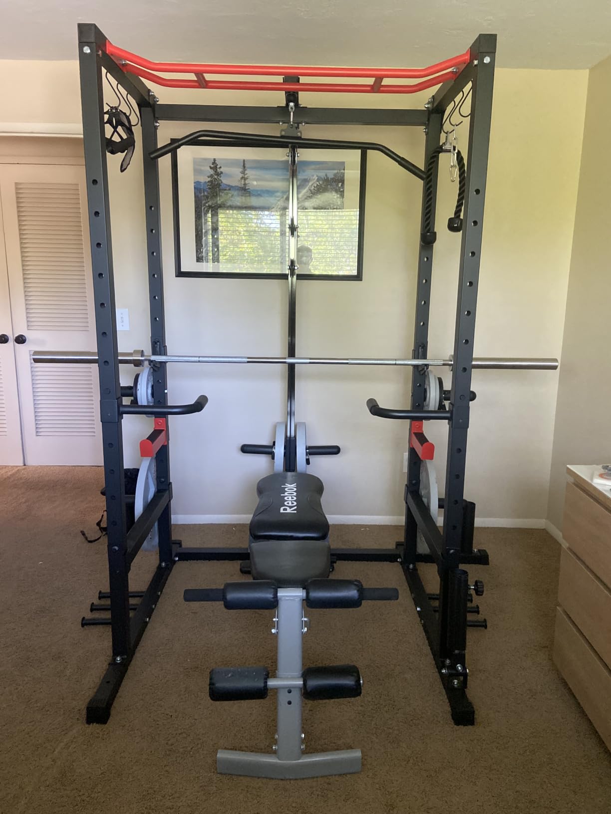 SPORTSROYALS Power Rack, Multi-Functional Power Cage, Squat Rack with Pulley System & LAT Pull Down, Workout Cage with J Hooks for Home Gym customer photo 1