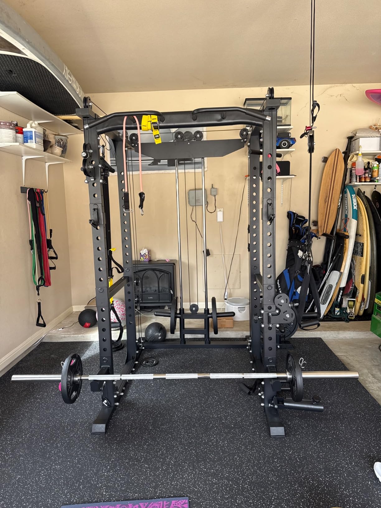 SPORTSROYALS Power Rack, Multi-Functional Power Cage, Squat Rack with Pulley System & LAT Pull Down, Workout Cage with J Hooks for Home Gym customer photo 2