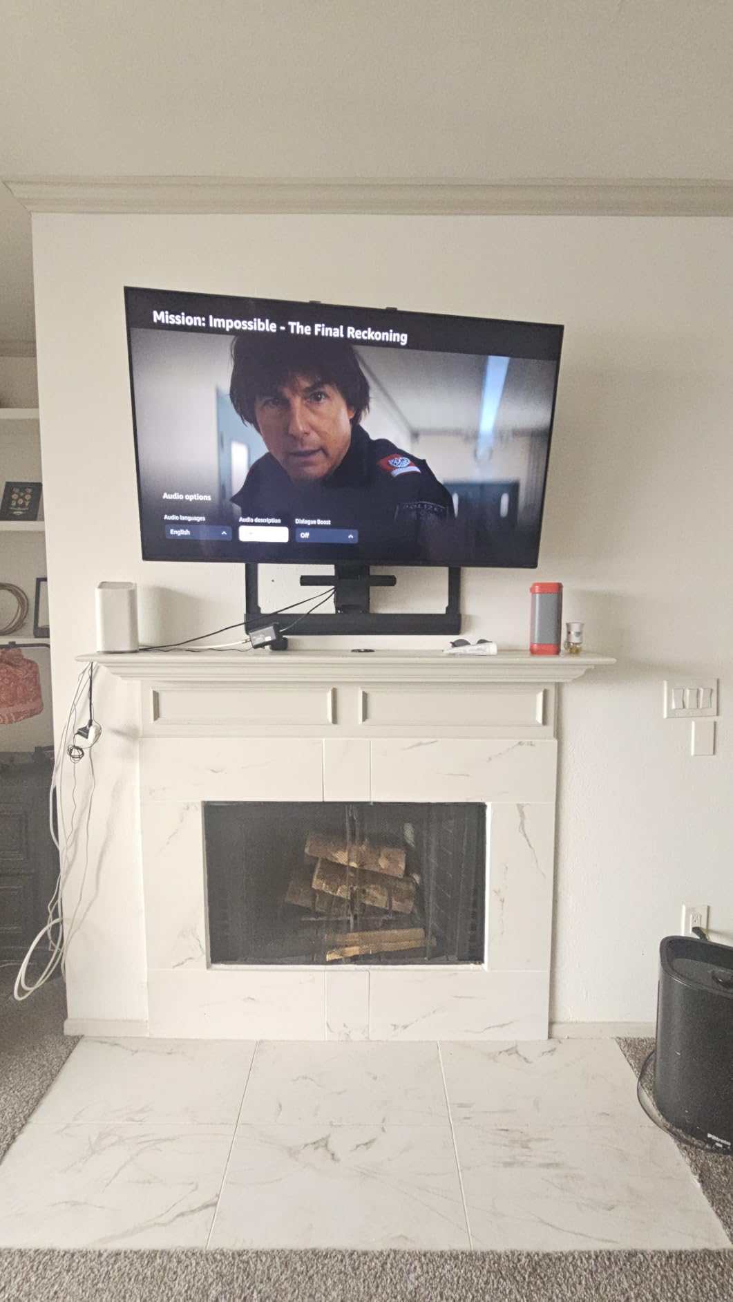 Mount-It! Fireplace Mantel TV Wall Mount, Above Fireplace Height Adjustable TV Mount, Pull Down Mantle Mount with Spring Assist, 65-85 inches, VESA 100x100 to 800x500, max 110 lb Weight customer photo 2