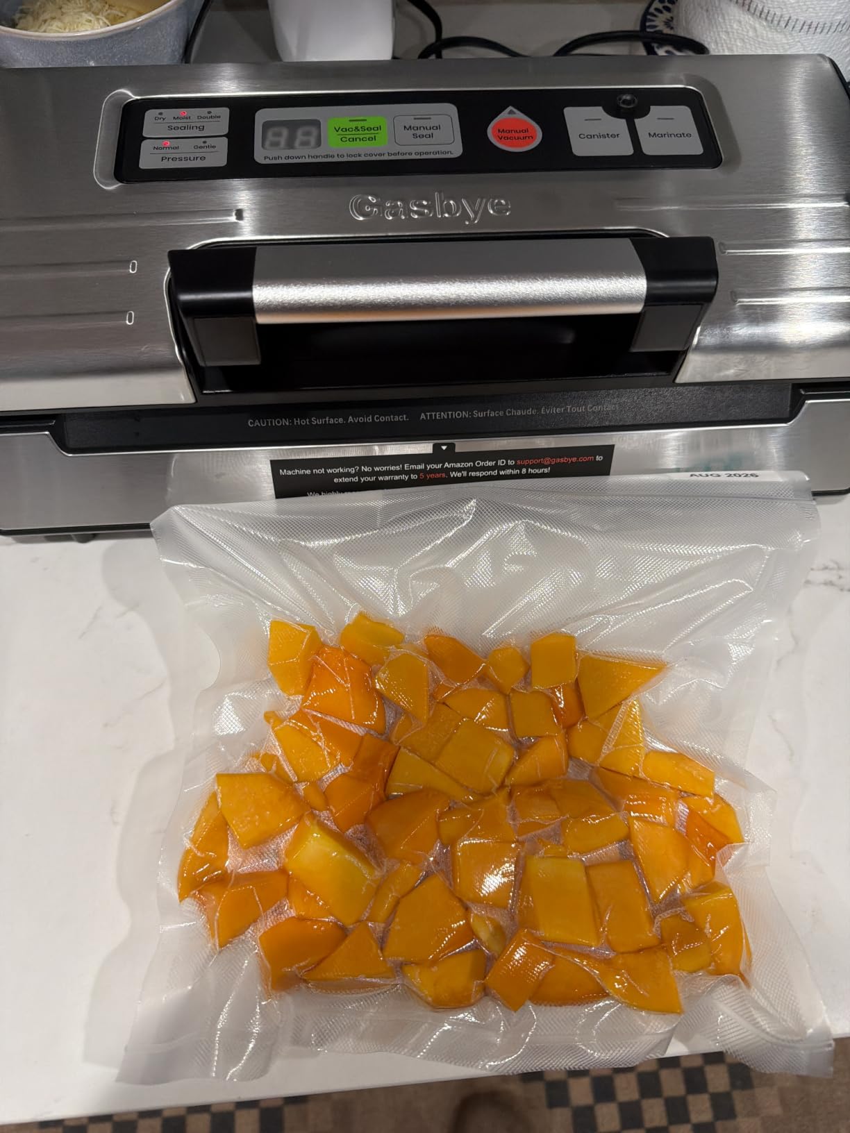 Gasbye 95kPa Precision Vacuum Sealer Machine, Double Heat Seal for Dry/Moist Food, Easy-Lock Handle, Built-in Bag Storage & Cutter, Progress Display, Pulse Mode, Removable Drip Tray, Silver customer photo 1